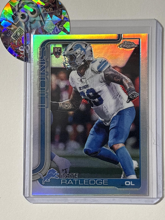 2025 Topps Chrome #383 Tate Ratledge Topps Refractor Detroit Lions RC