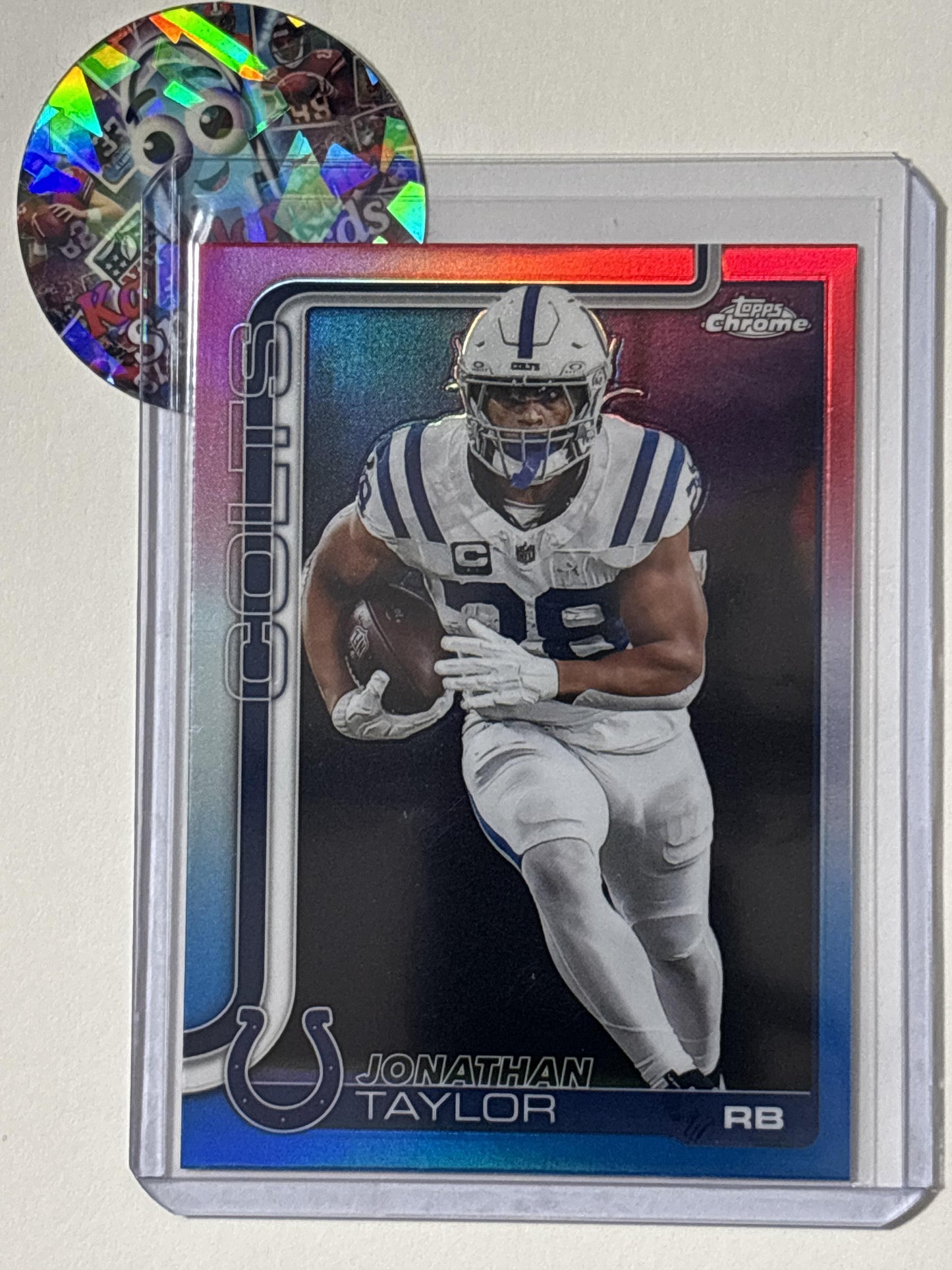 2025 Topps Chrome #130 Jonathan Taylor Red White and Blue Refractor Indianapolis Colts