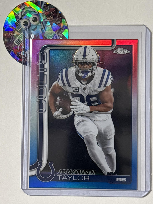 2025 Topps Chrome #130 Jonathan Taylor Red White and Blue Refractor Indianapolis Colts