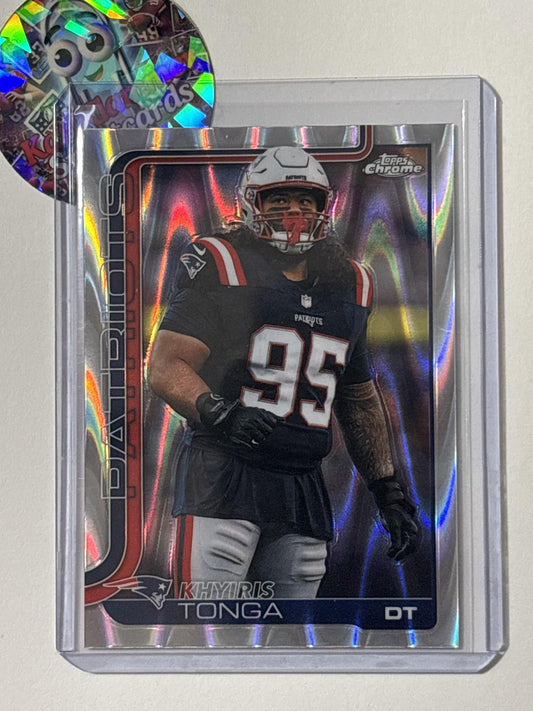 2025 Topps Chrome #214 Khyiris Tonga Ray Wave Refractor New England Patriots