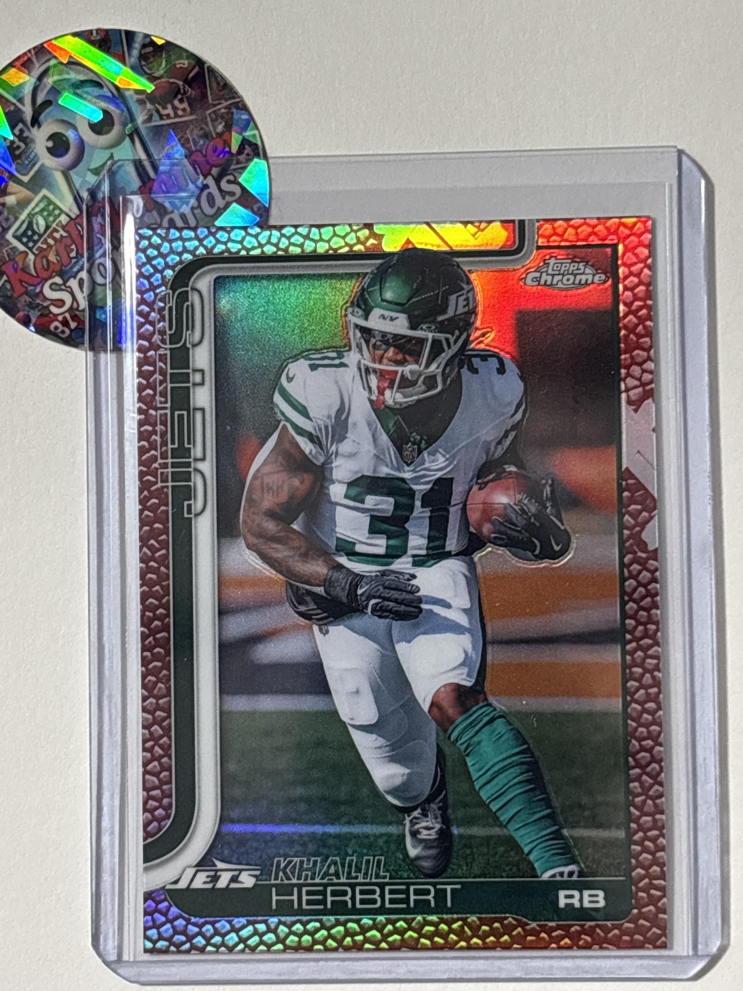 2025 Topps Chrome #131 Khalil Herbert Football Leather Refractor New York Jets