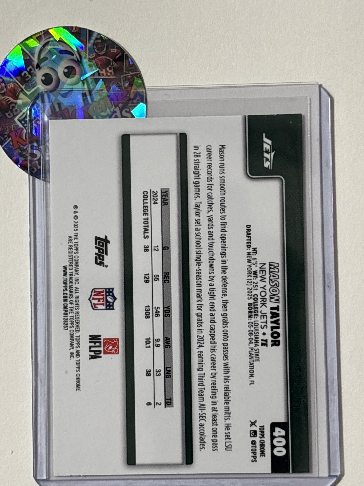 2025 Topps Chrome #400 Mason Taylor New York Jets RC