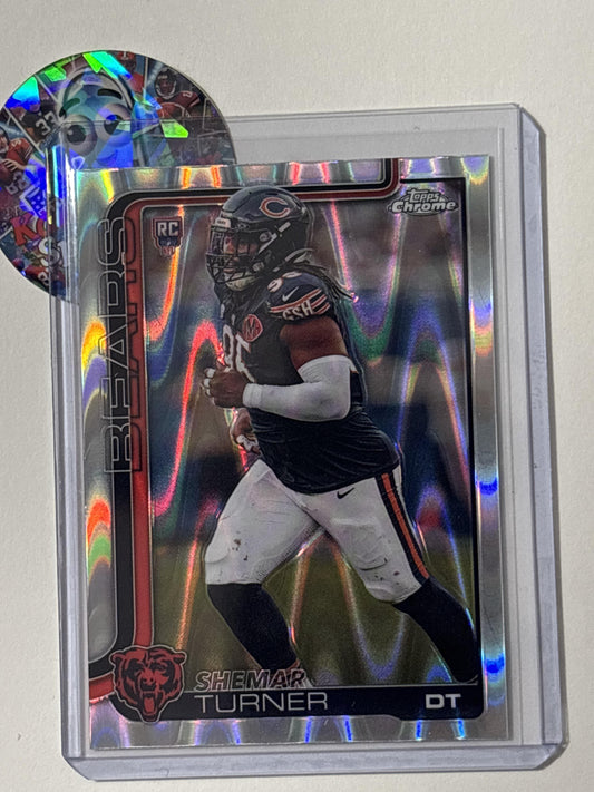 2025 Topps Chrome #303 Shemar Turner Ray Wave Refractor Chicago Bears RC