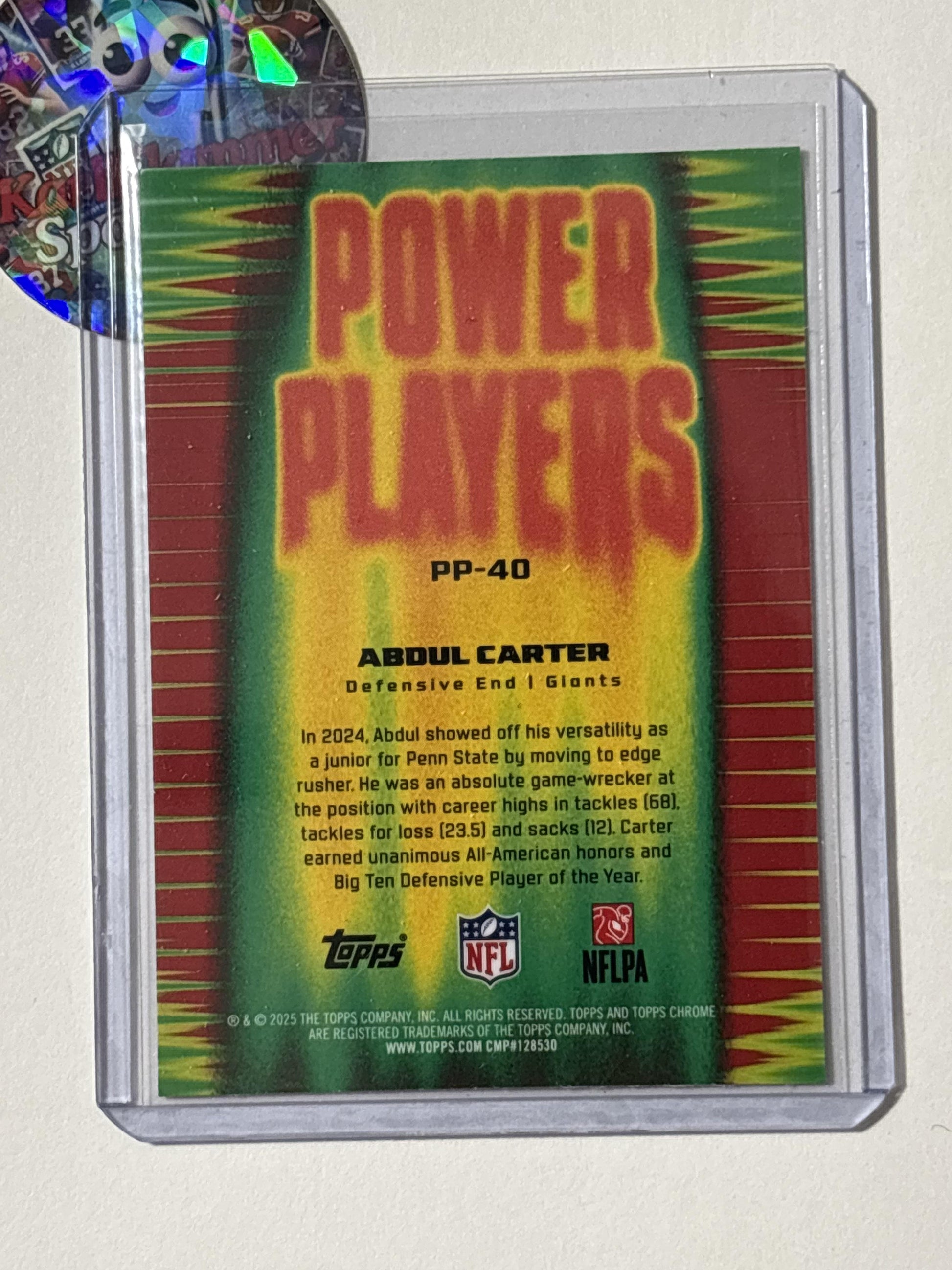 2025 Topps Chrome #PP-40 Abdul Carter Power Players New York Giants