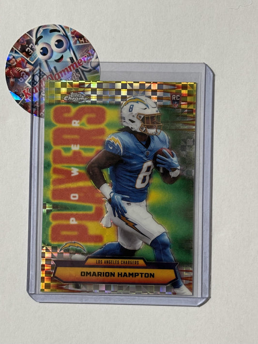 2025 Topps Chrome #PP-17 Omarion Hampton Power Players X-Fractor Los Angeles Chargers