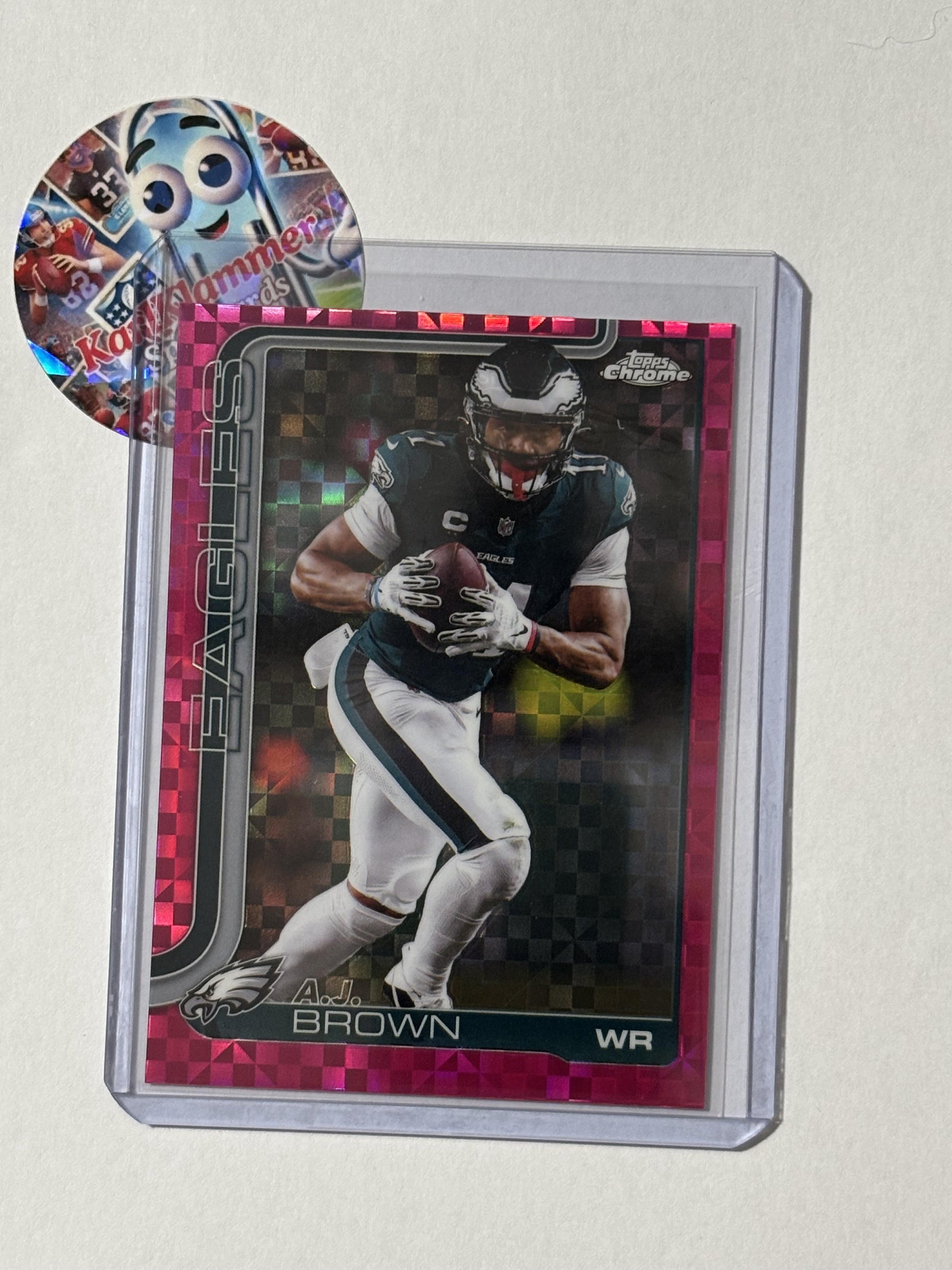2025 Topps Chrome #243 A.J. Brown Hot Pink X-Fractor Philadelphia Eagles