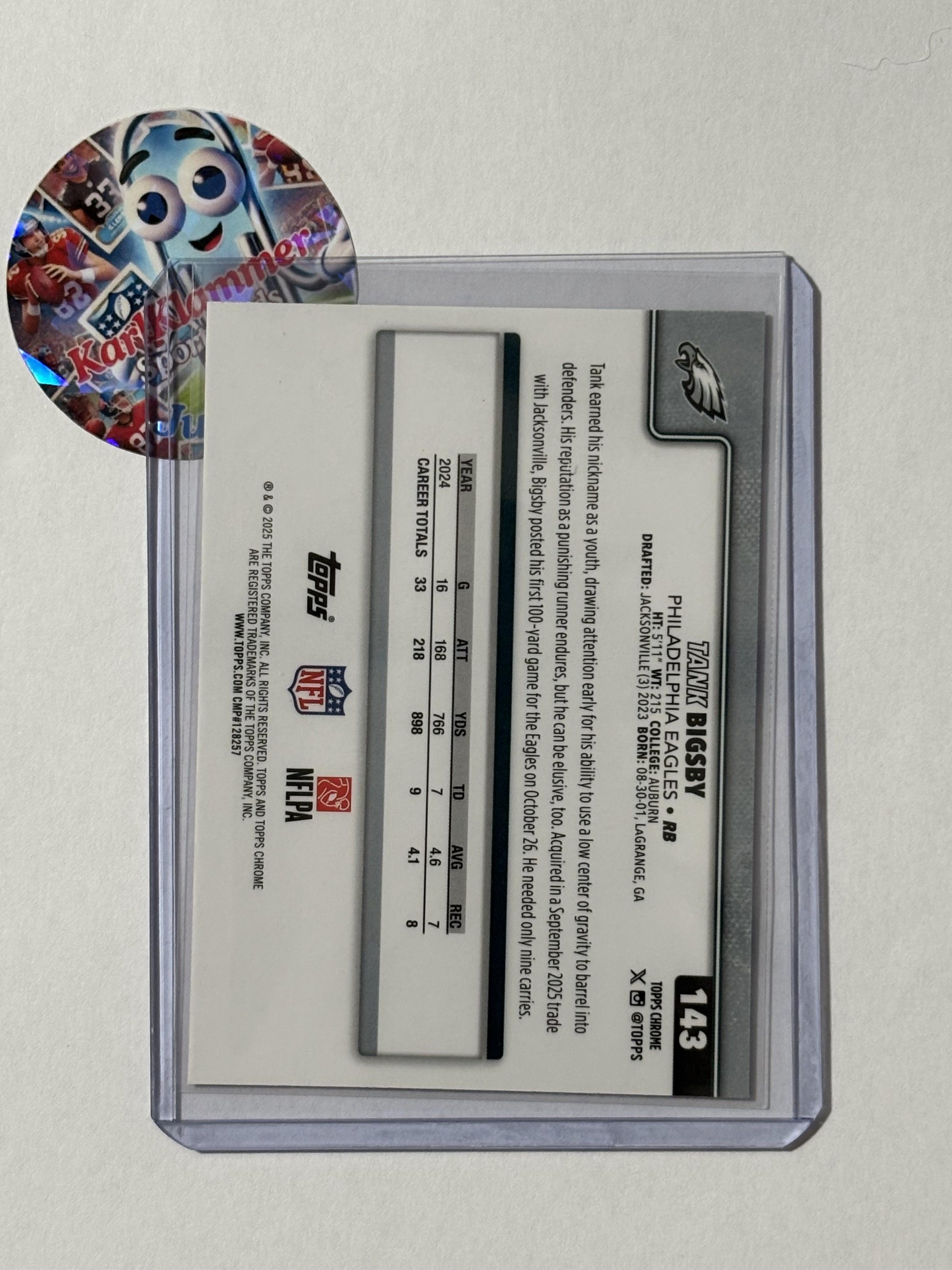 2025 Topps Chrome #143 Tank Bigsby Hot Pink X-Fractor Philadelphia Eagles