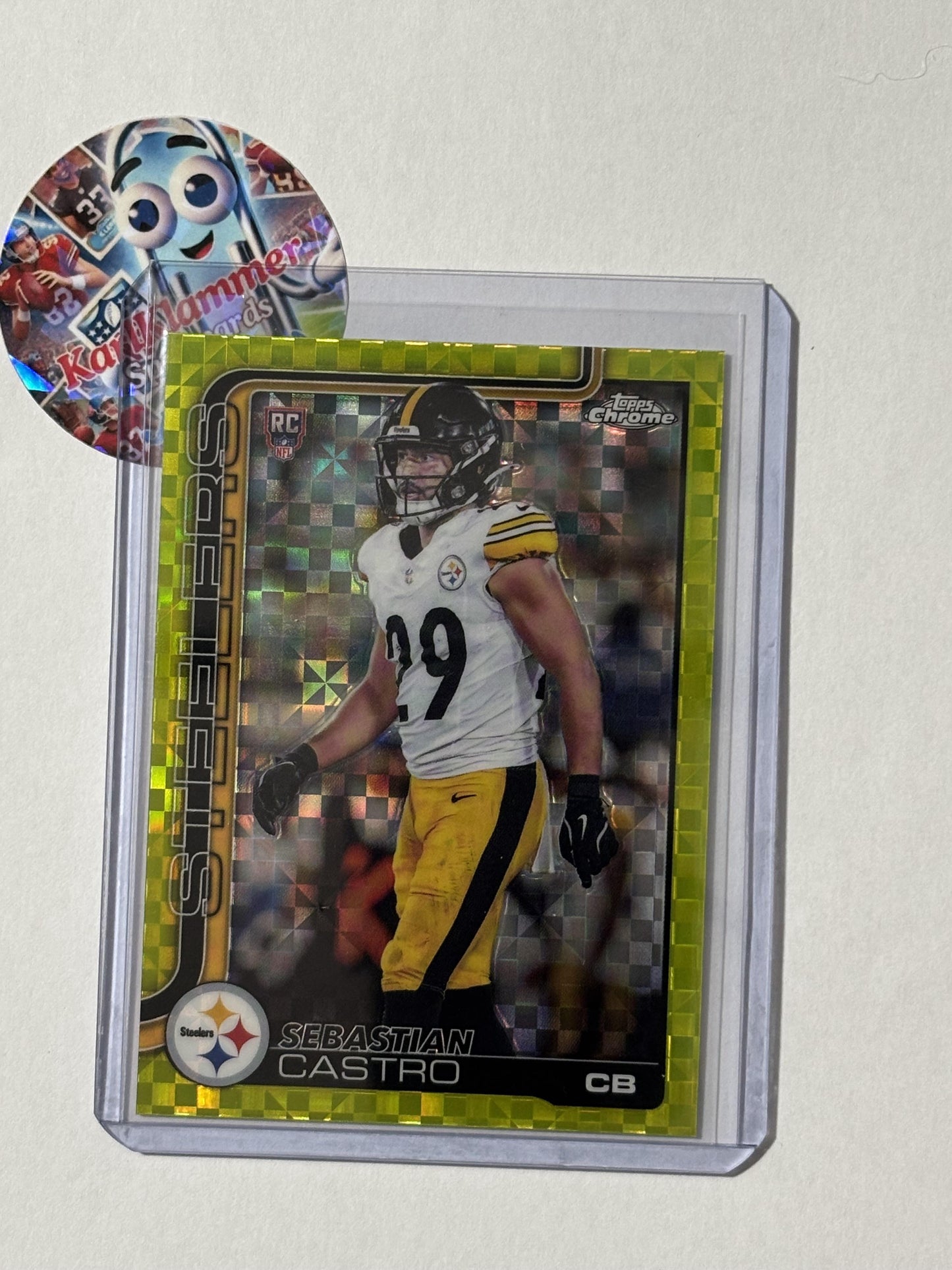 2025 Topps Chrome #370 Sebastian Castro Lime Green X-Fractor Pittsburgh Steelers RC
