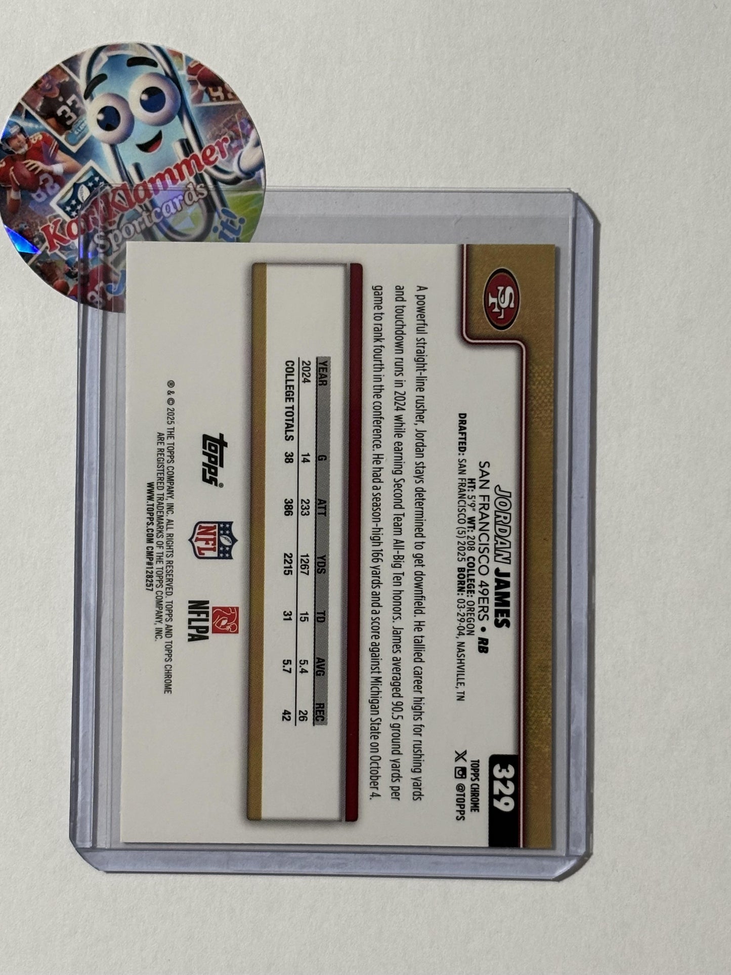 2025 Topps Chrome #329 Jordan James X-Fractor San Francisco 49ers RC