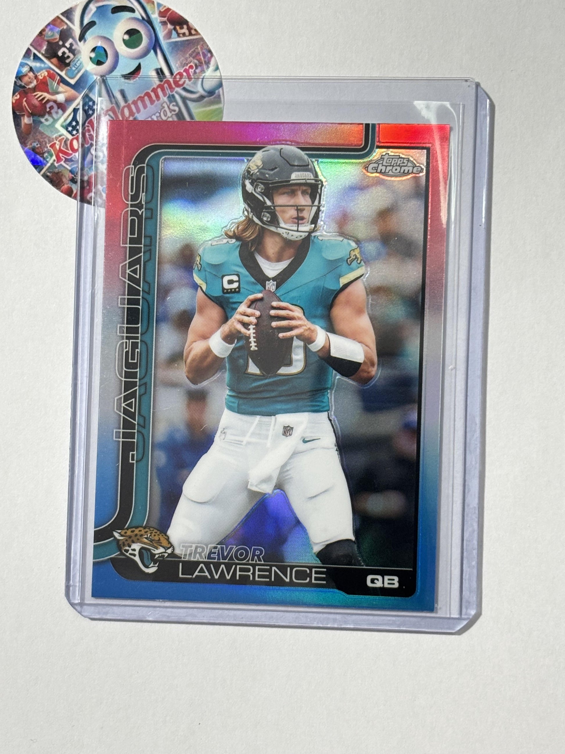 2025 Topps Chrome #138 Trevor Lawrence Red White and Blue Refractor Jacksonville Jaguars