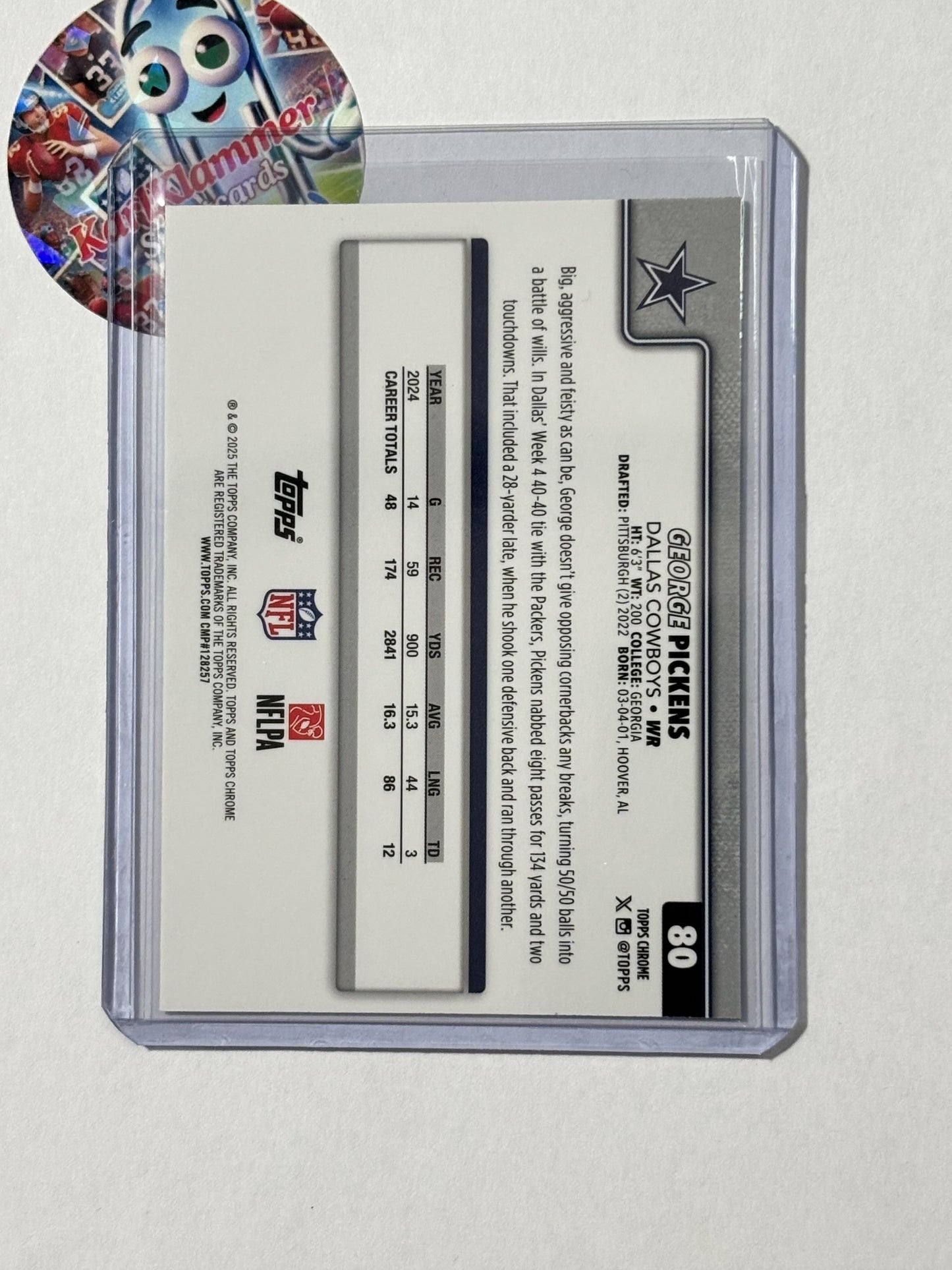 2025 Topps Chrome #80 George Pickens Ray Wave Refractor Dallas Cowboys