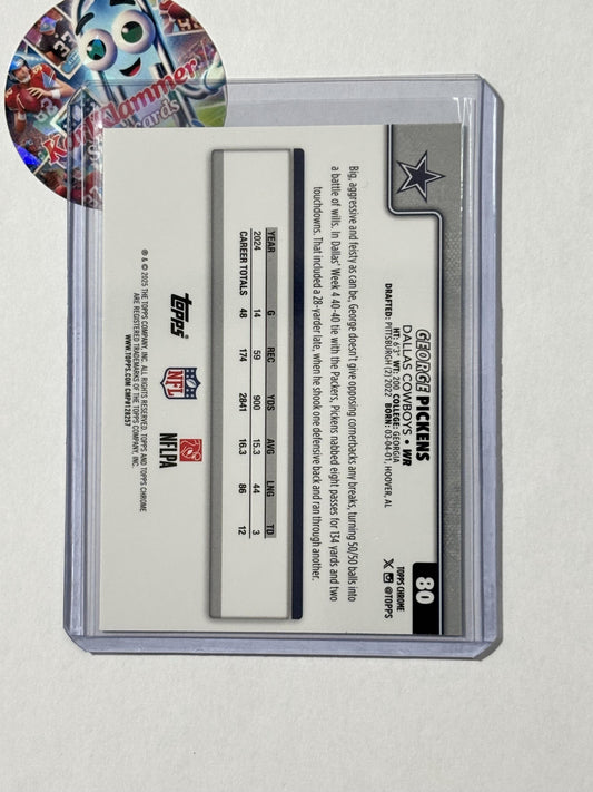 2025 Topps Chrome #80 George Pickens Ray Wave Refractor Dallas Cowboys