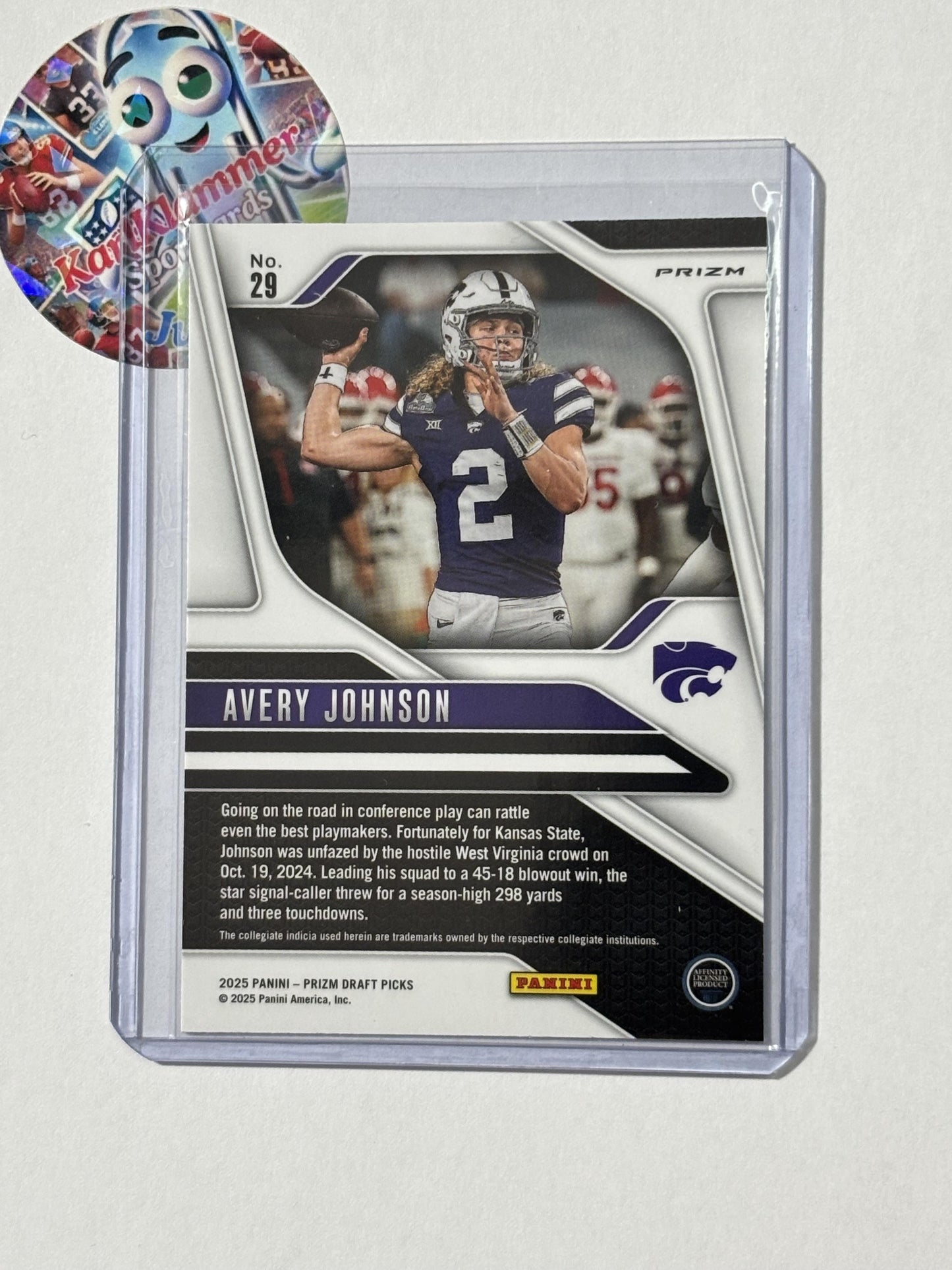 2025 Panini Prizm Draft Picks #29 Avery Johnson Prizms Silver Kansas State Wildcats