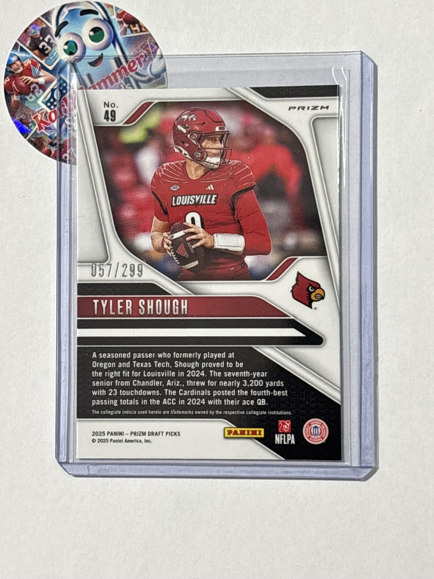 2025 Panini Prizm Draft Picks #49 Tyler Shough Prizms Blue Wave #/299 Louisville Cardinals SN