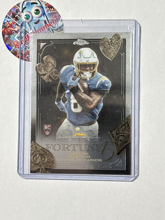 2025 Topps Chrome #F15-25 Omarion Hampton Fortune 15 Los Angeles Chargers