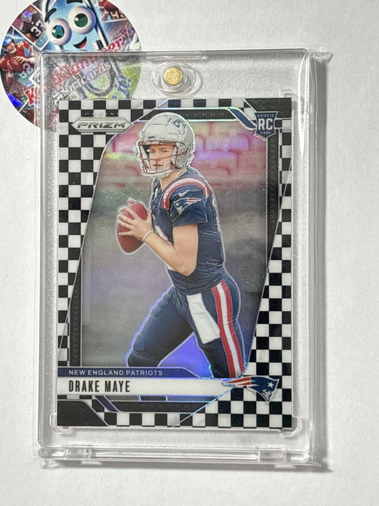 2024 Panini Prizm #329 Drake Maye Black and White Checker New England Patriots RC