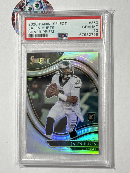2020 Panini Select #350 Jalen Hurts Silver Prizm PSA 10 Philadelphia Eagles RC