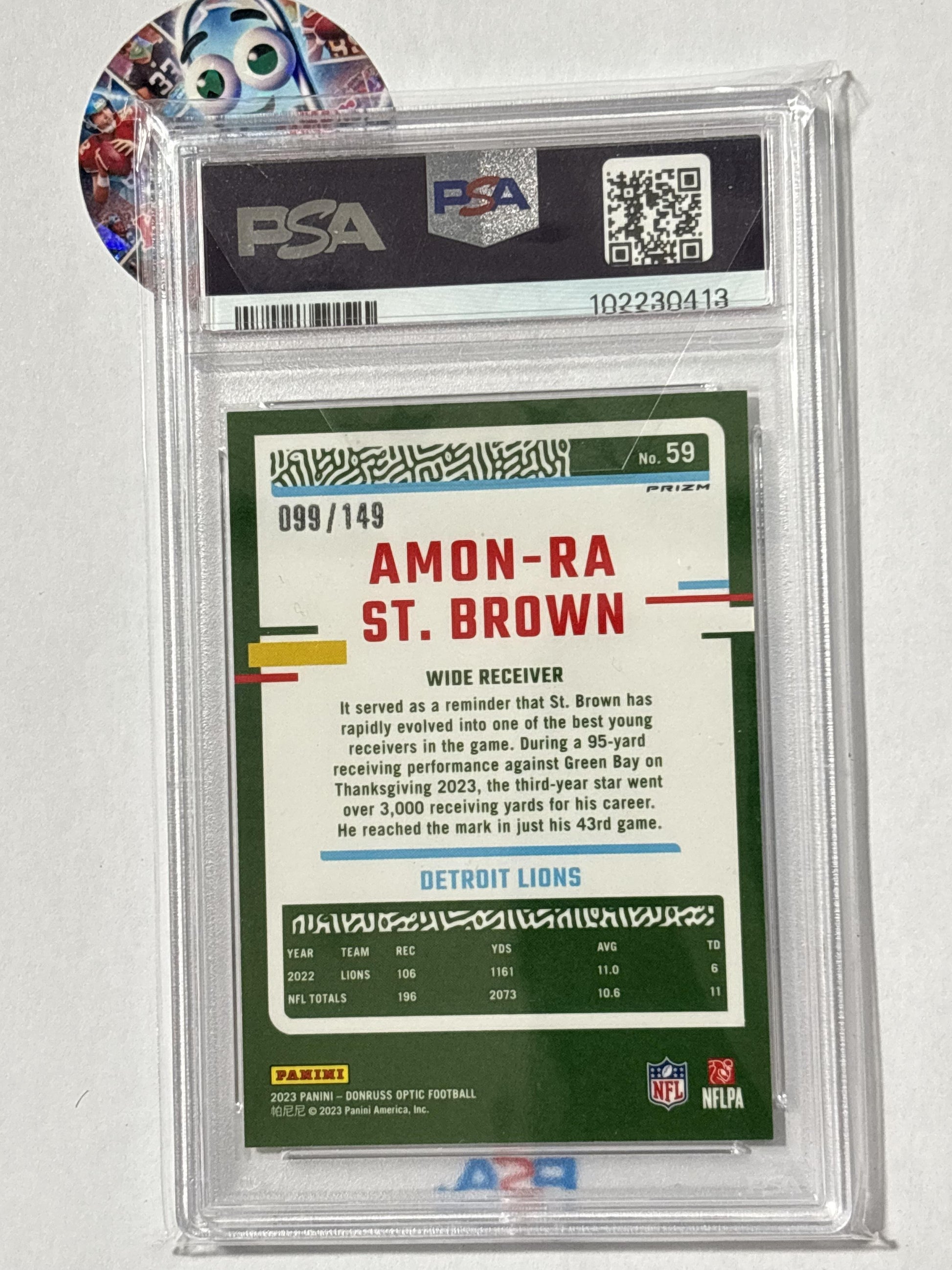 2023 Donruss Optic #59 Amon-Ra St. Brown Holo PSA 10 Detroit Lions