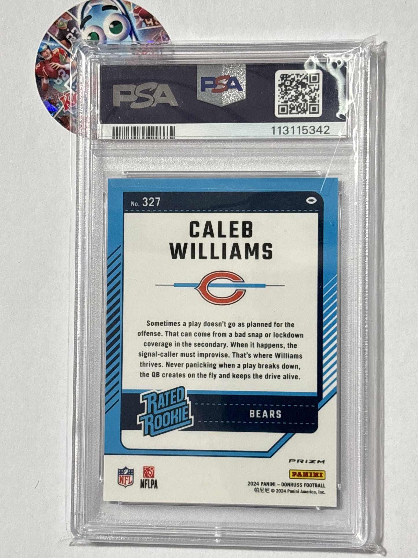 2024 Donruss #327 Caleb Williams Optic Rated Rookies Preview Blue Scope PSA 9 Chicago Bears RC