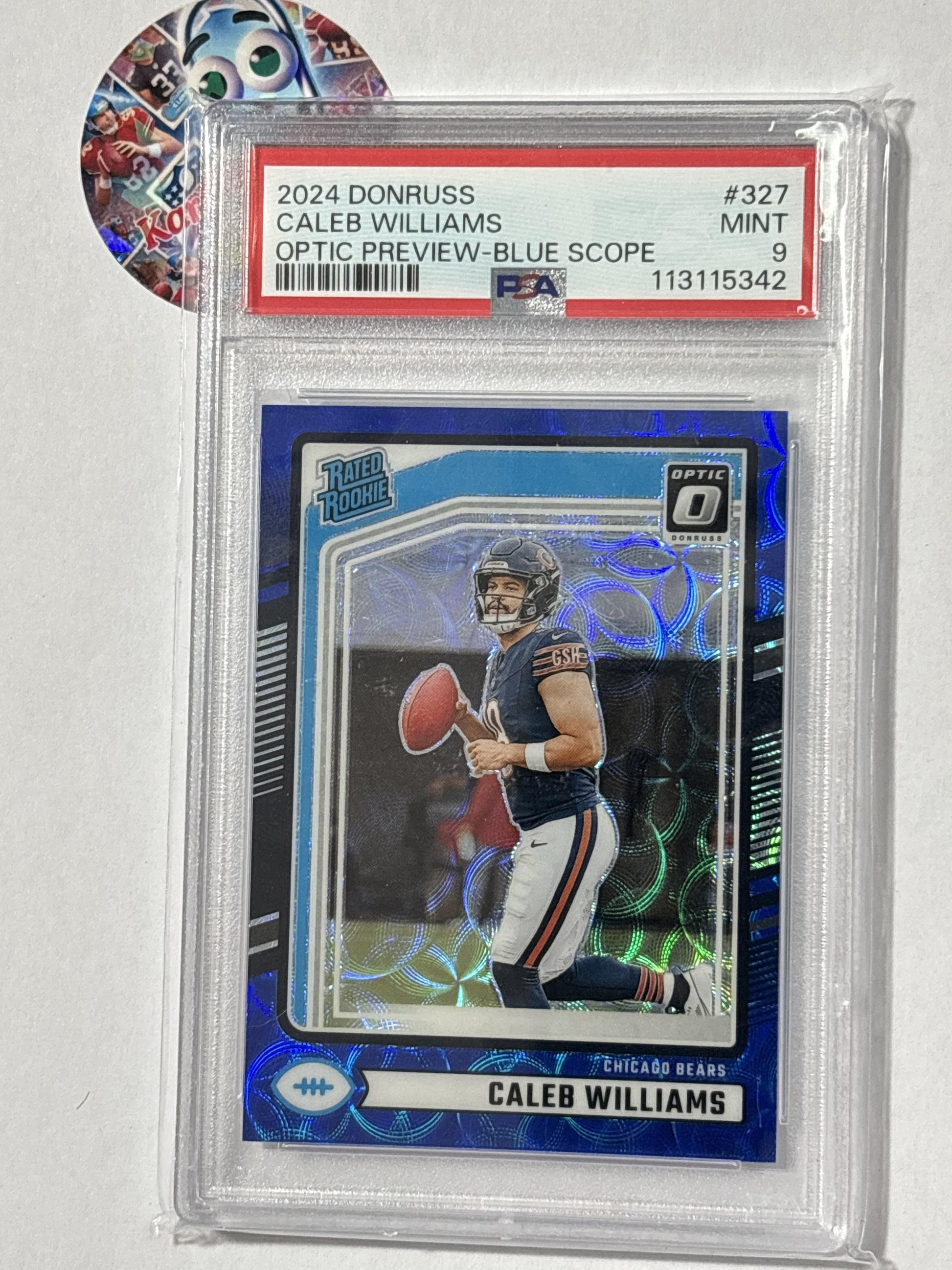 2024 Donruss #327 Caleb Williams Optic Rated Rookies Preview Blue Scope PSA 9 Chicago Bears RC