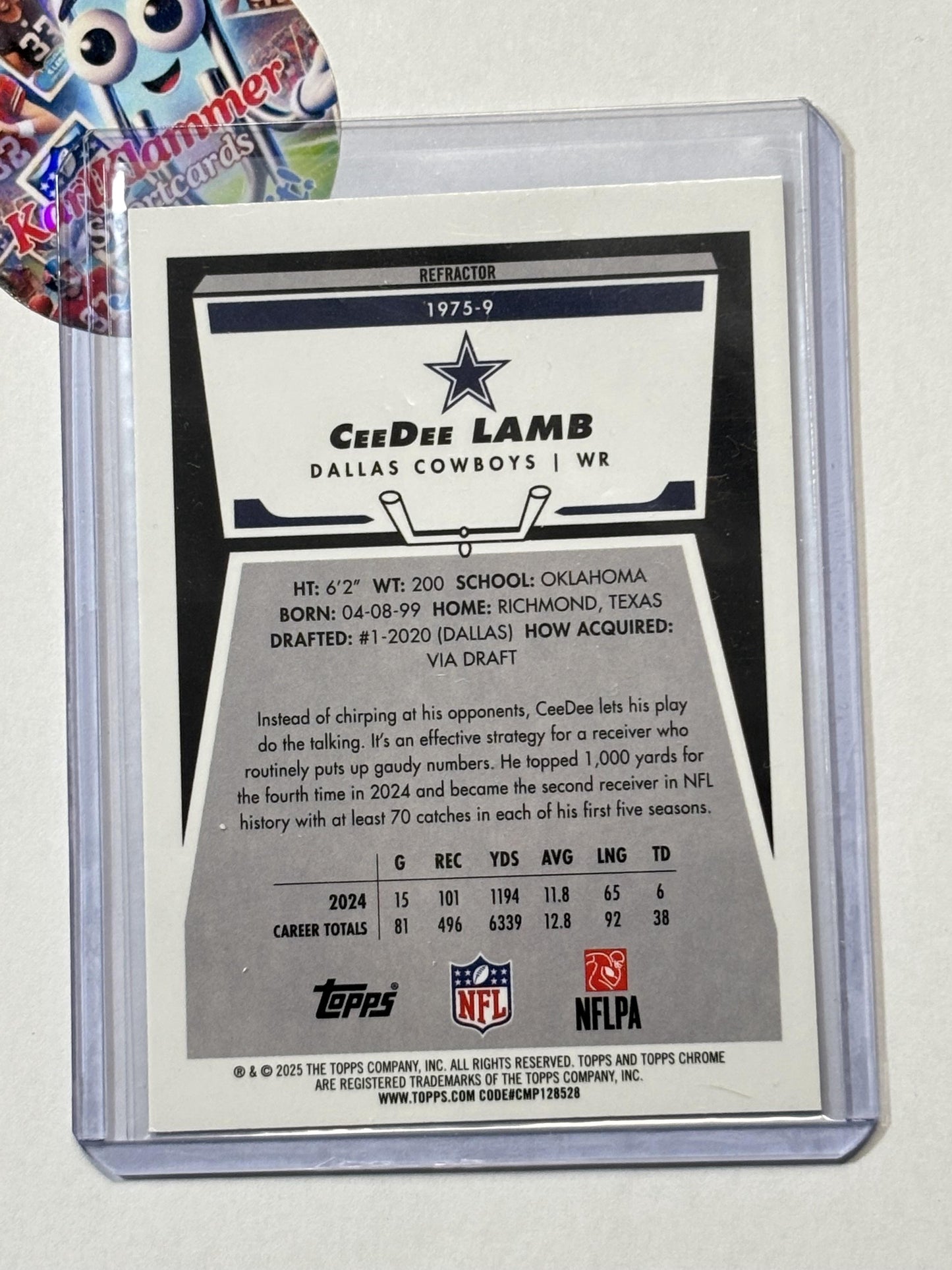 2025 Topps Chrome #1975-9 CeeDee Lamb 1975 Topps Refractor Dallas Cowboys