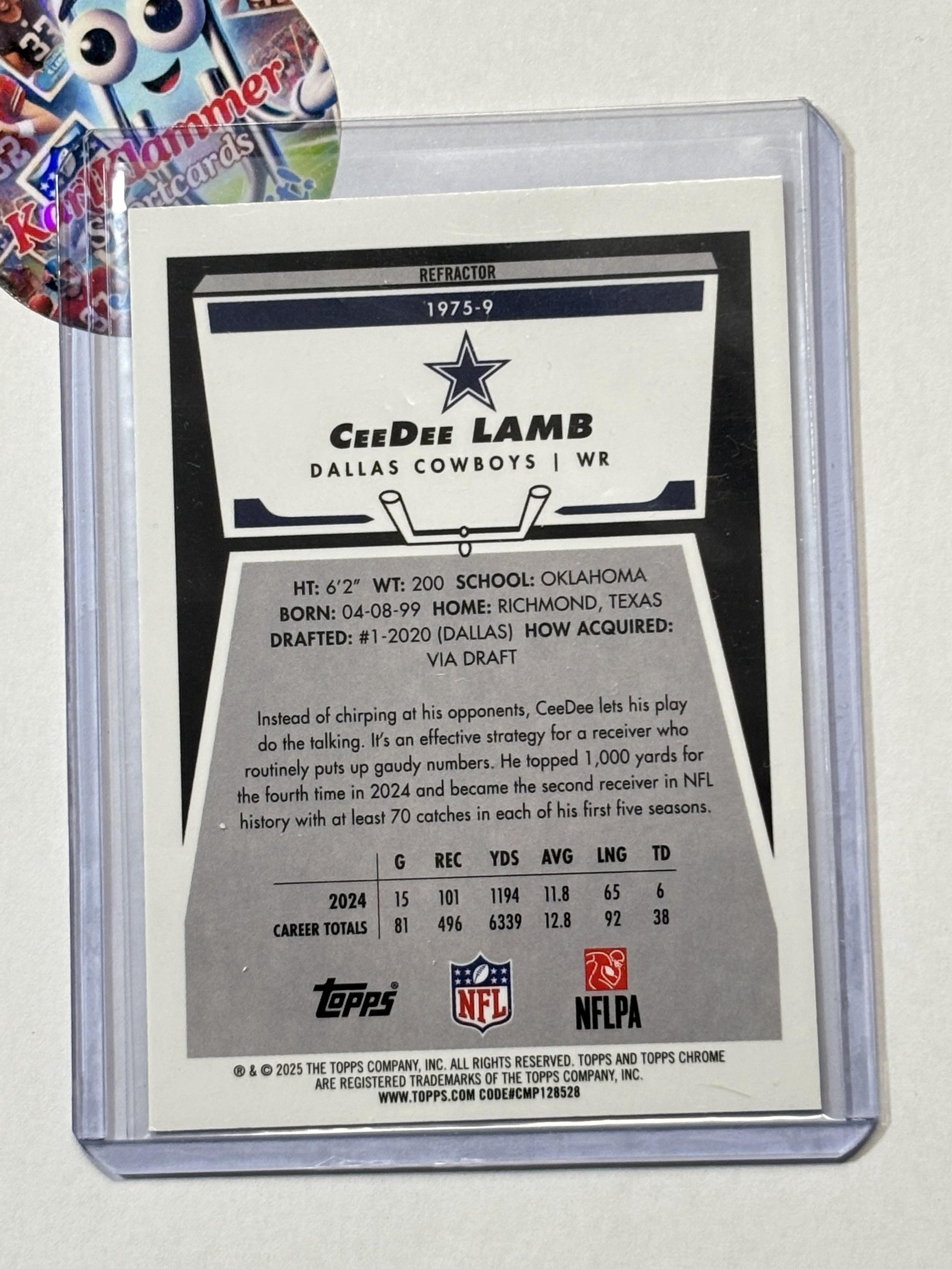2025 Topps Chrome #1975-9 CeeDee Lamb 1975 Topps Refractor Dallas Cowboys