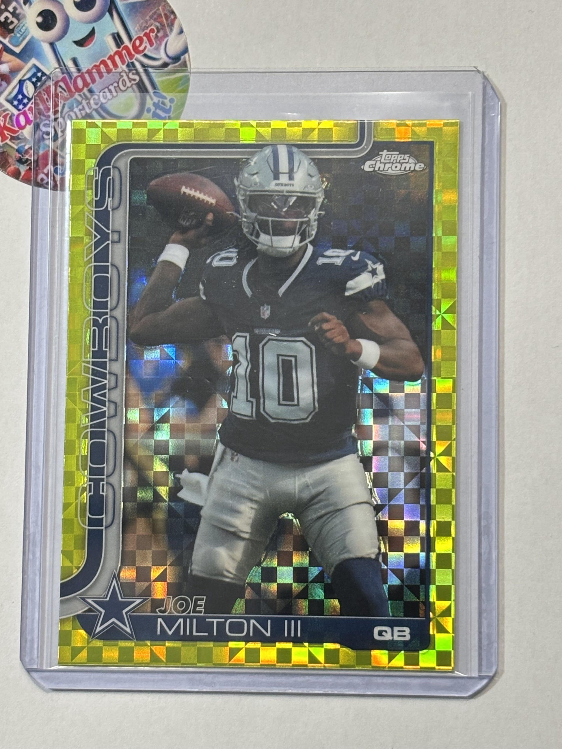 2025 Topps Chrome #85 Joe Milton III Lime Green X-Fractor Dallas Cowboys