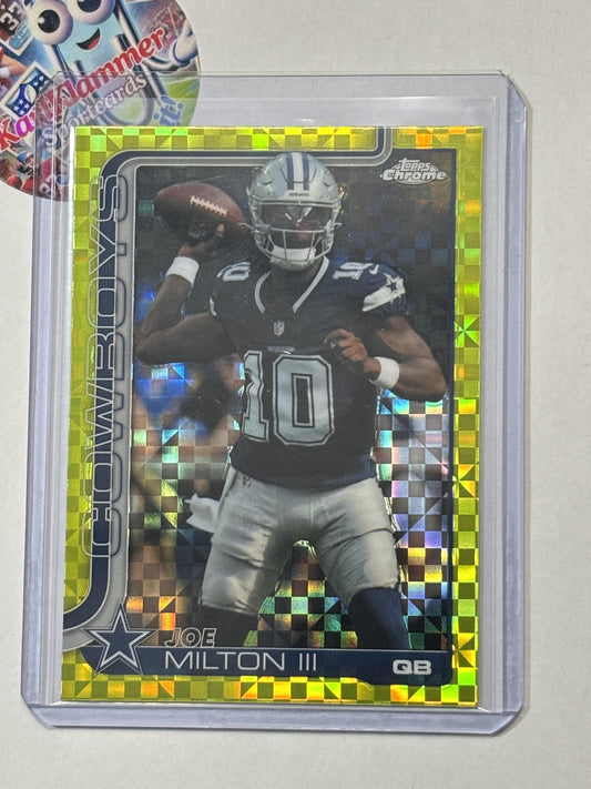 2025 Topps Chrome #85 Joe Milton III Lime Green X-Fractor Dallas Cowboys