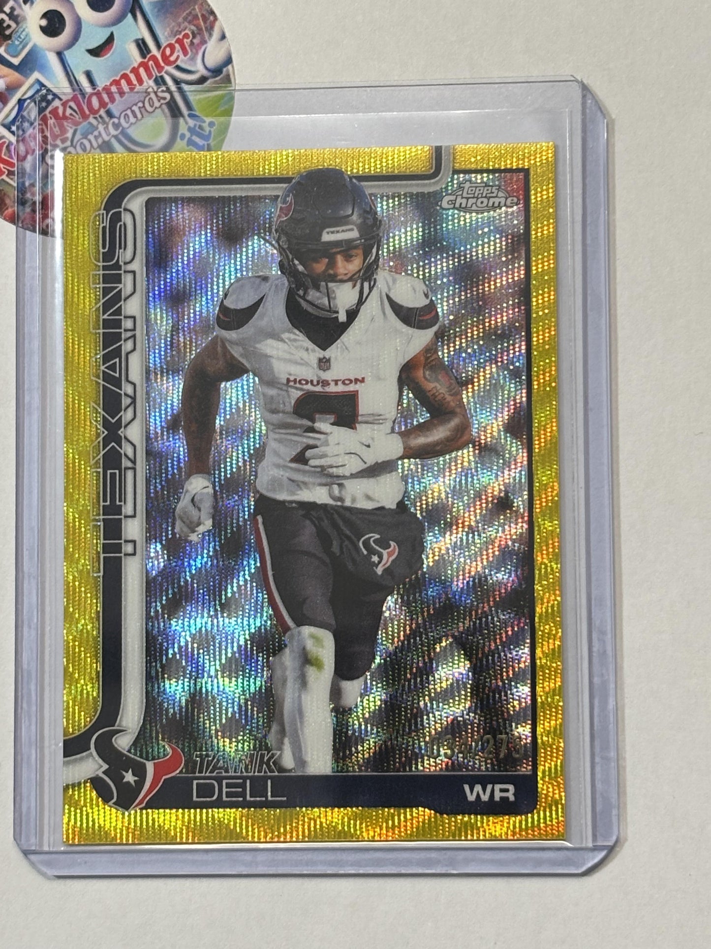 2025 Topps Chrome #123 Tank Dell Yellow Wave/275 Houston Texans SN