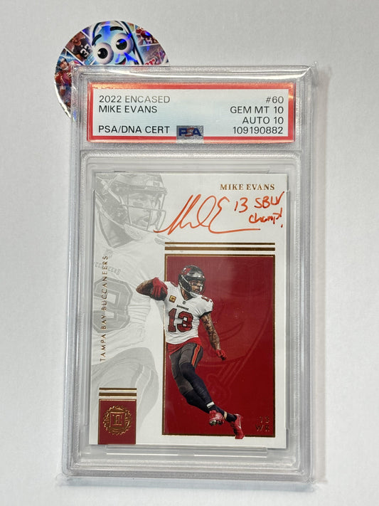 2022 Panini Encased #60 Mike Evans PSA 10 Tampa Bay Buccaneers Autograpg and Inscription