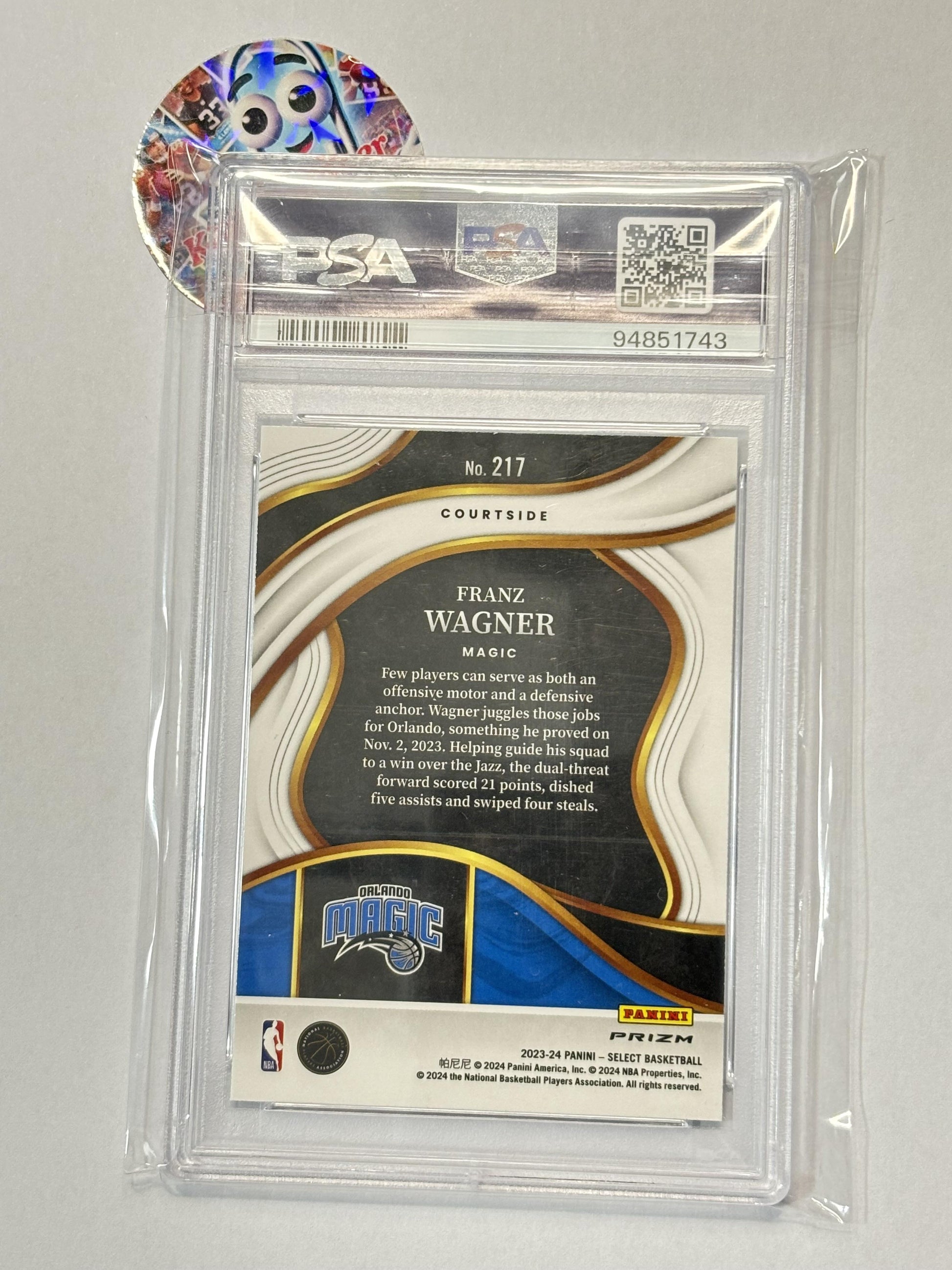 2023-24 Panini Select #217 Franz Wagner Cosmic Prizms PSA 10 Orlando Magic