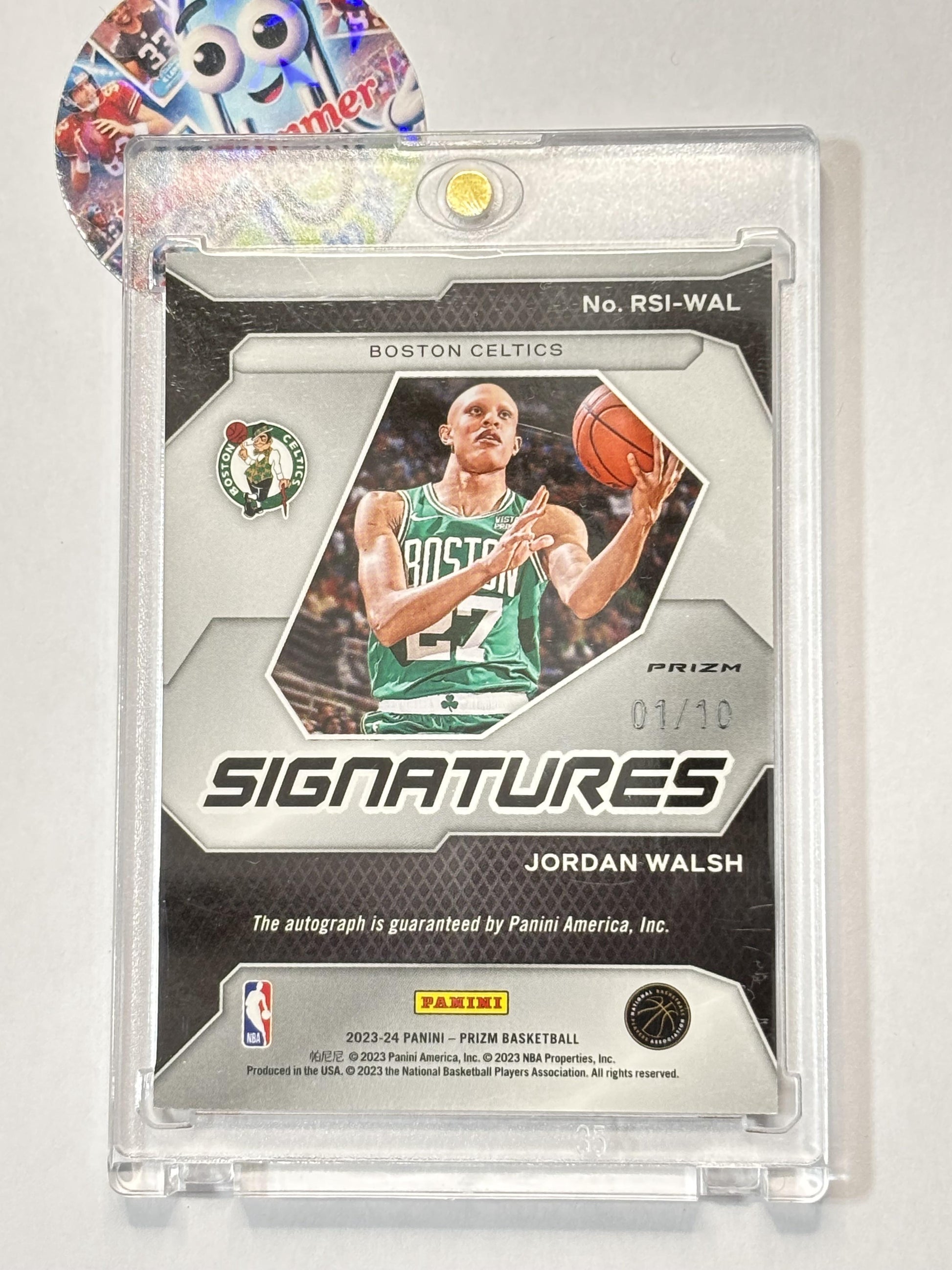 2023-24 Panini Prizm #RSI-WAL Jordan Walsh Rookie Signatures Prizms Gold Wave #/10 Boston Celtics SN,AU