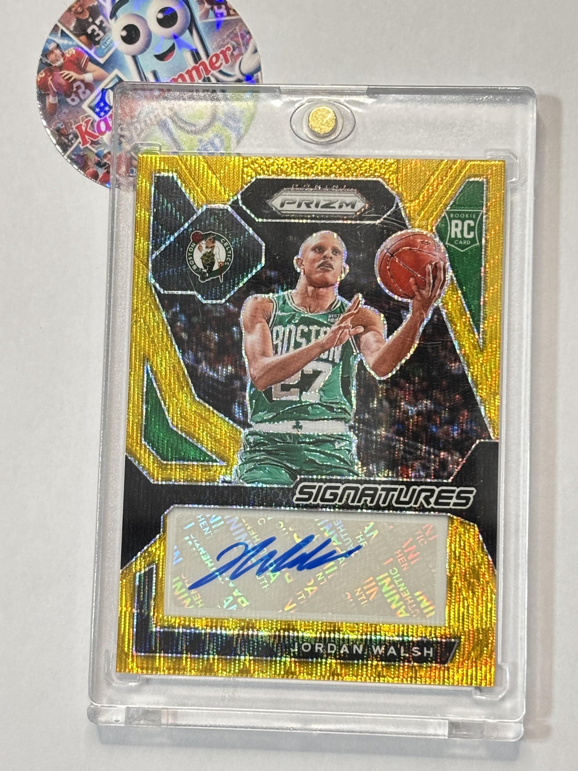 2023-24 Panini Prizm #RSI-WAL Jordan Walsh Rookie Signatures Prizms Gold Wave #/10 Boston Celtics SN,AU