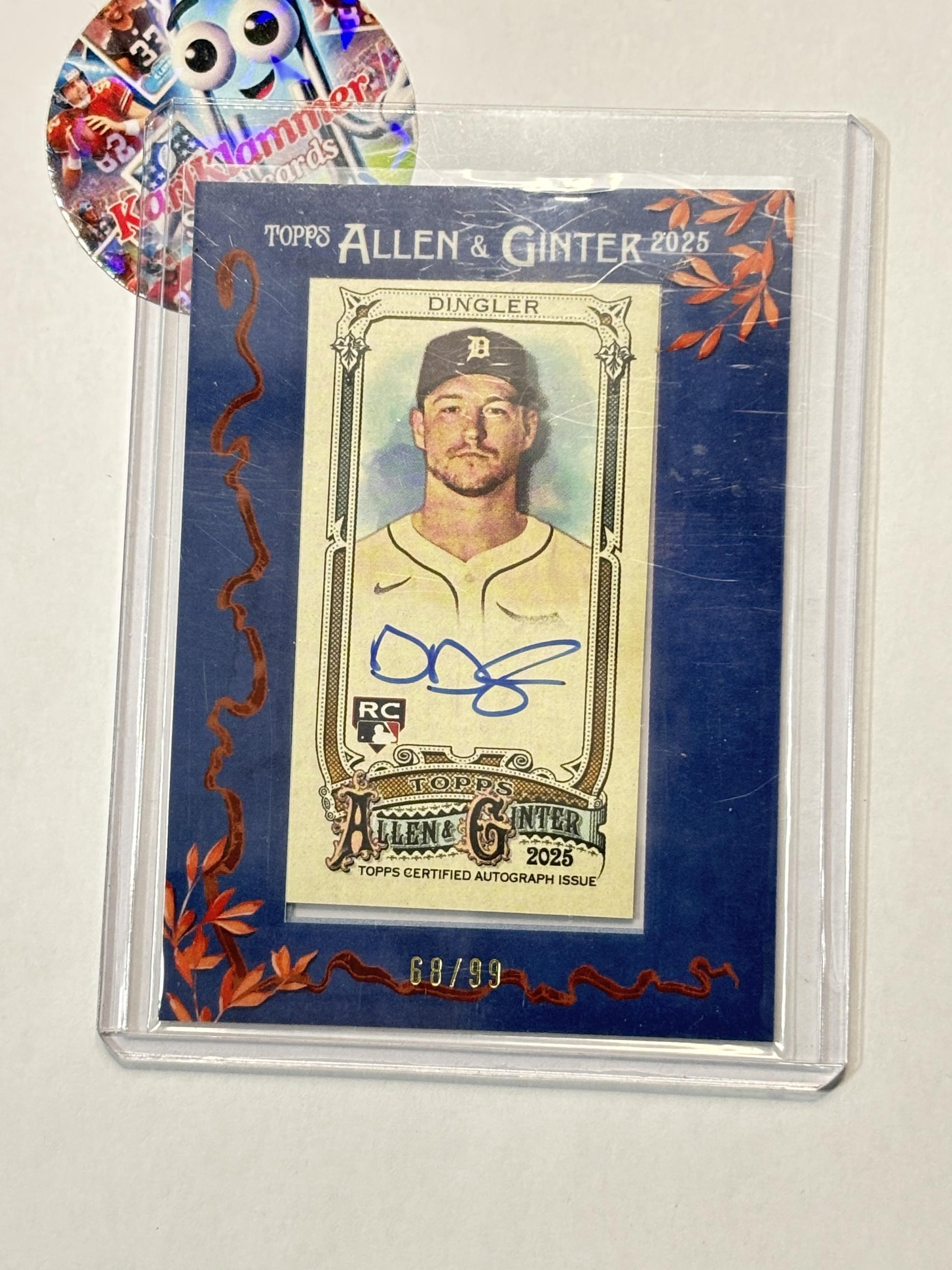 2025 Topps Allen & Ginter #MA-DD Dillon Dingler Framed Mini Baseball Autographs Blue Framed #/99 Detroit Tigers SN,AU