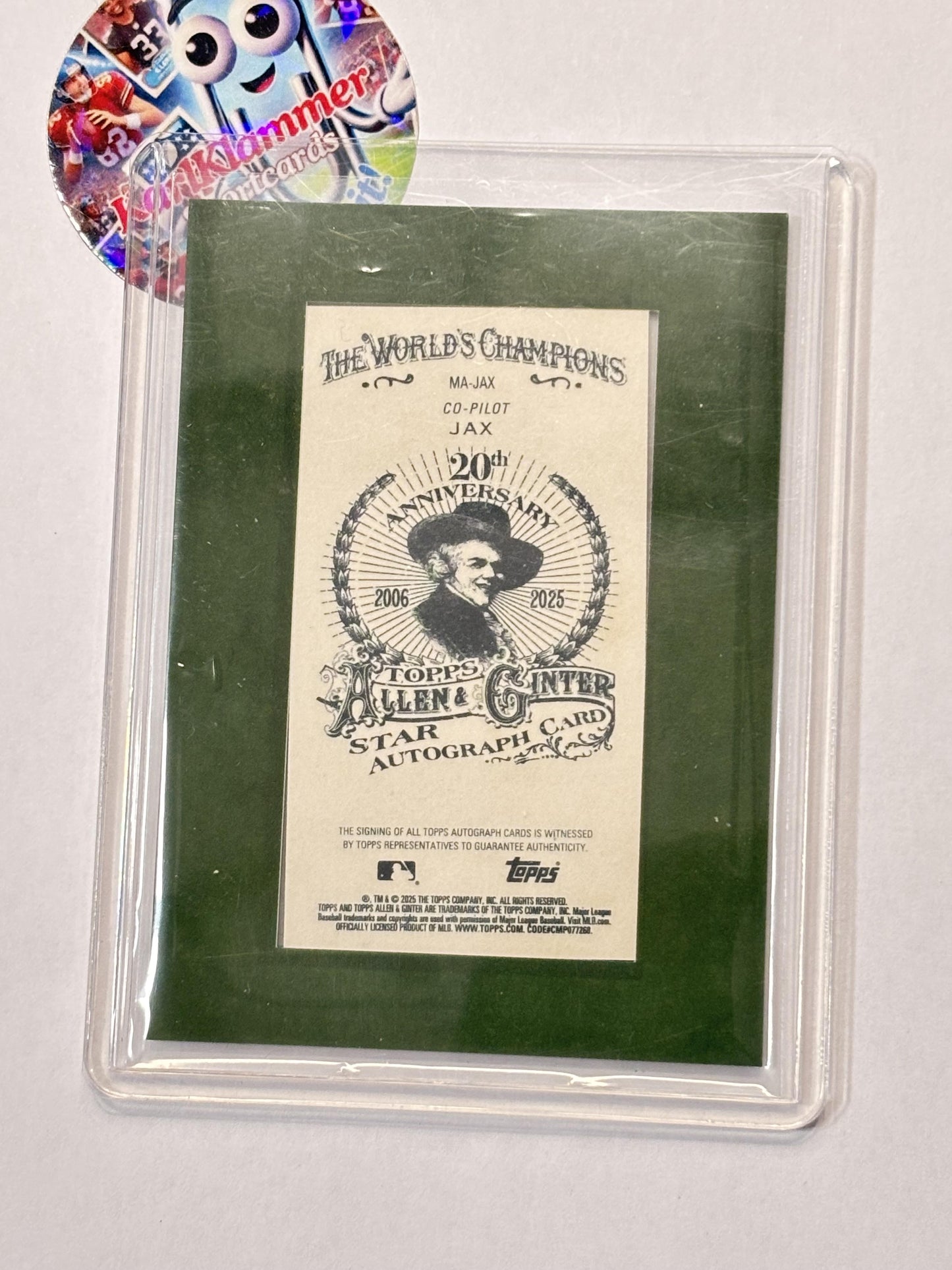 2025 Topps Allen & Ginter #MA-JAX Jax Framed Mini Non-Baseball Autographs Green Framed #/50 SN,AU