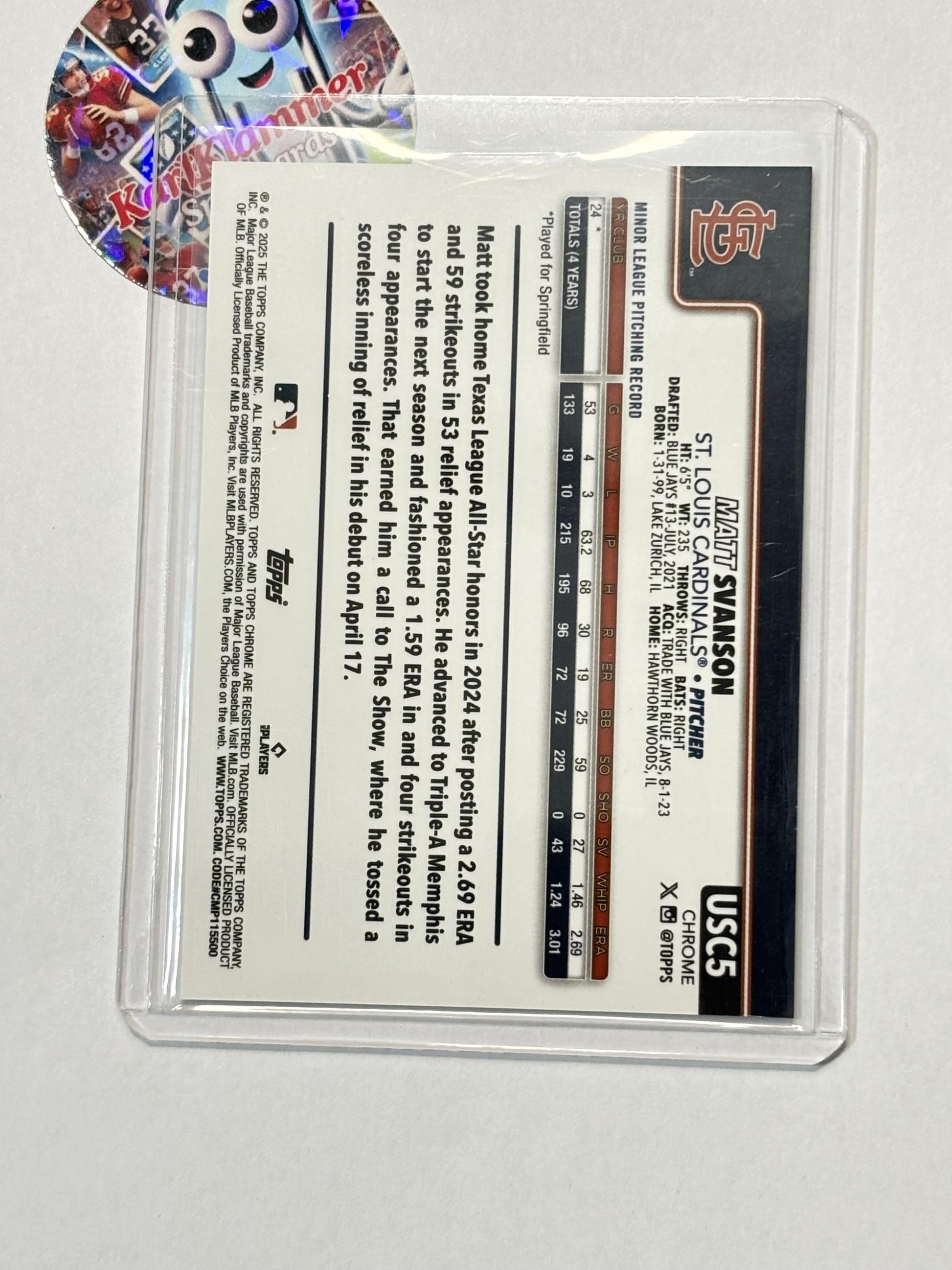 2025 Topps Chrome Update #USC5 Matt Svanson Gold Geometric Refractors #/50 St. Louis Cardinals SN,RC