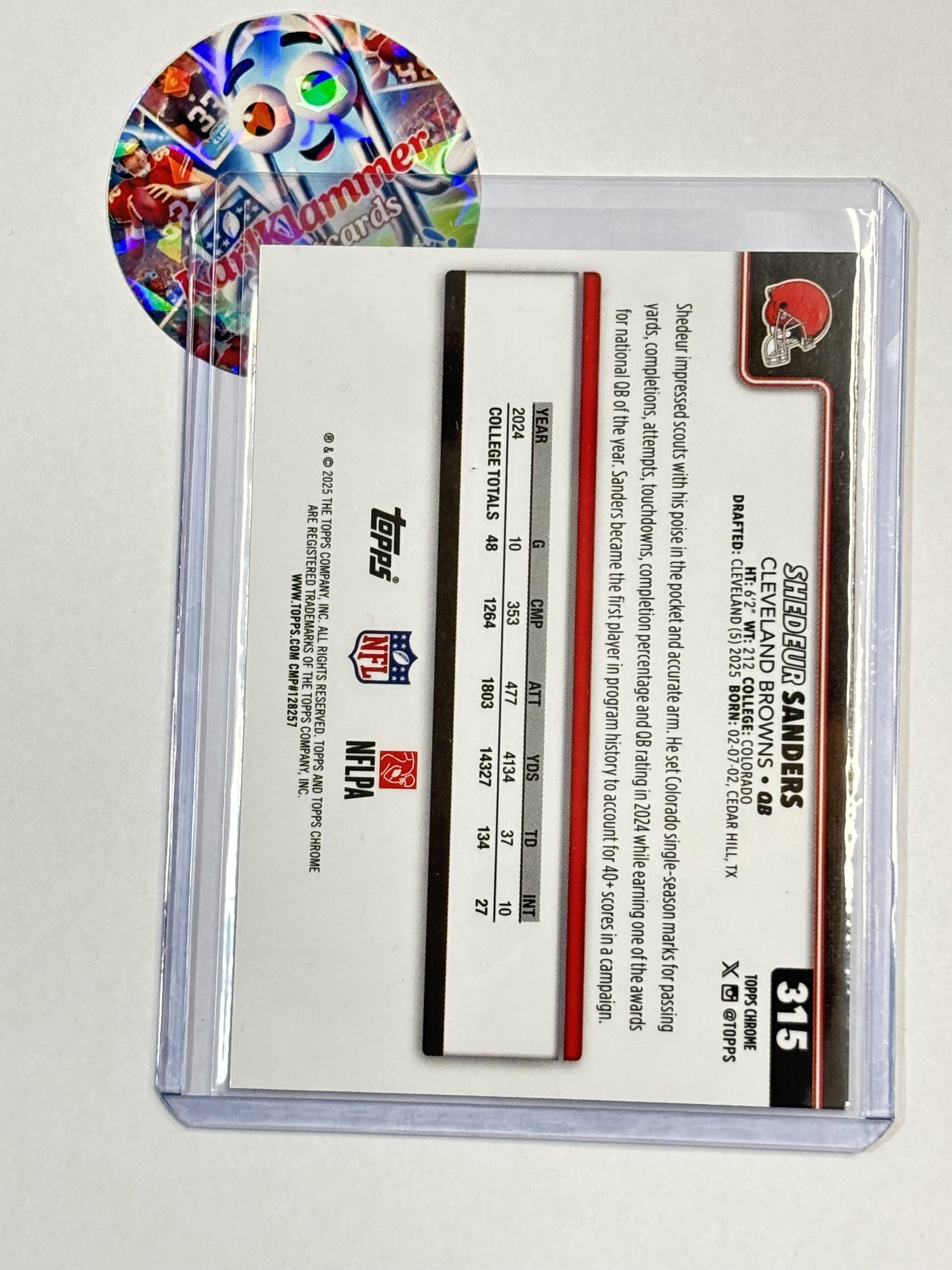 2025 Topps Chrome #315 Shedeur Sanders Pulsar Refractor Cleveland Browns RC