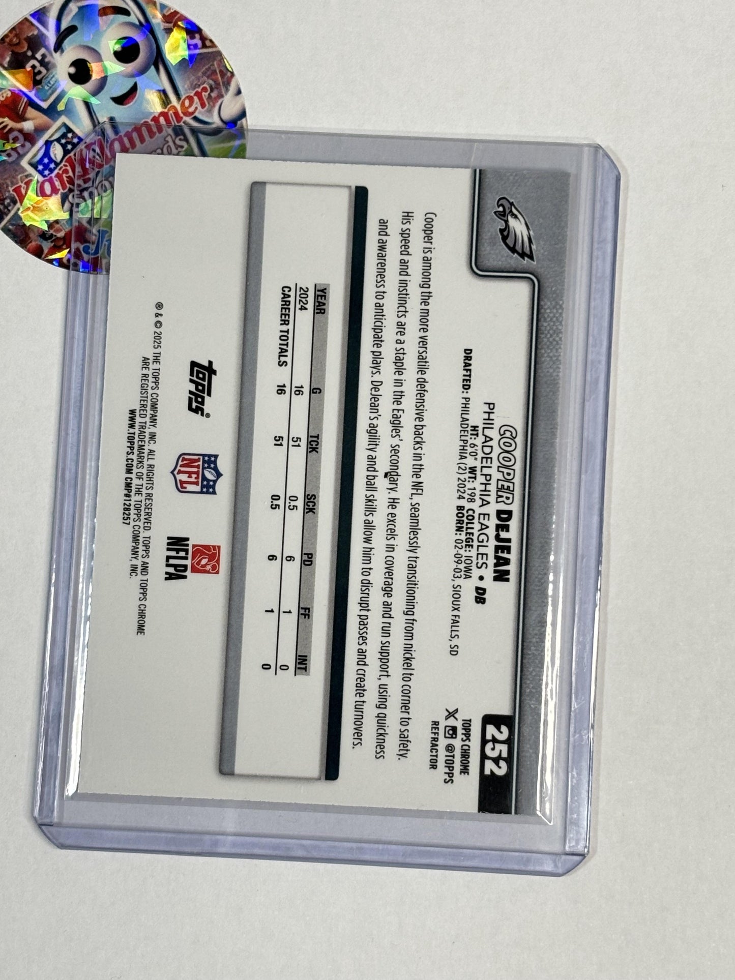 2025 Topps Chrome #252 Cooper DeJean Refractor Philadelphia Eagles