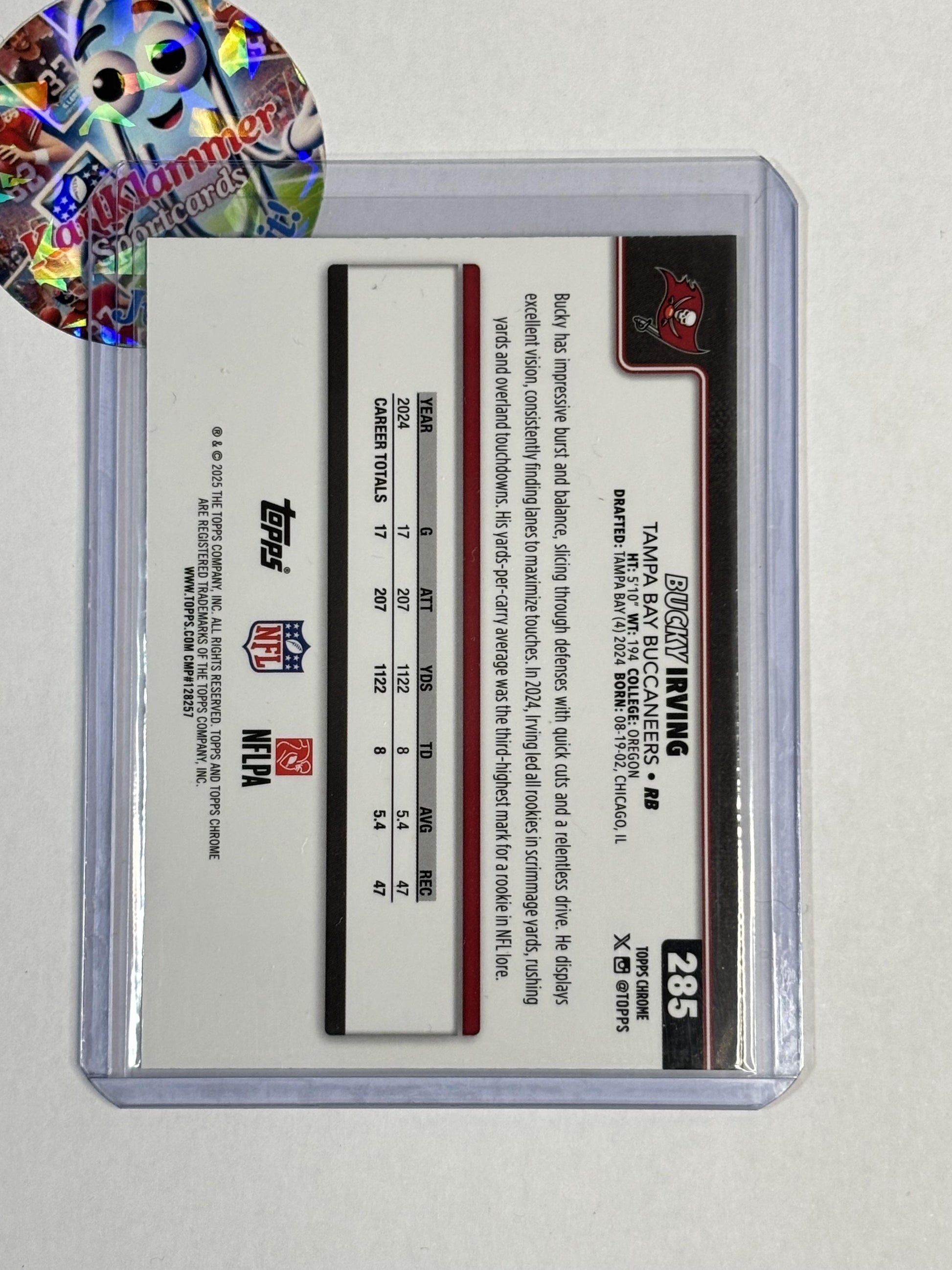 2025 Topps Chrome #285 Bucky Irving Lime Green X-Fractor Tampa Bay Buccaneers