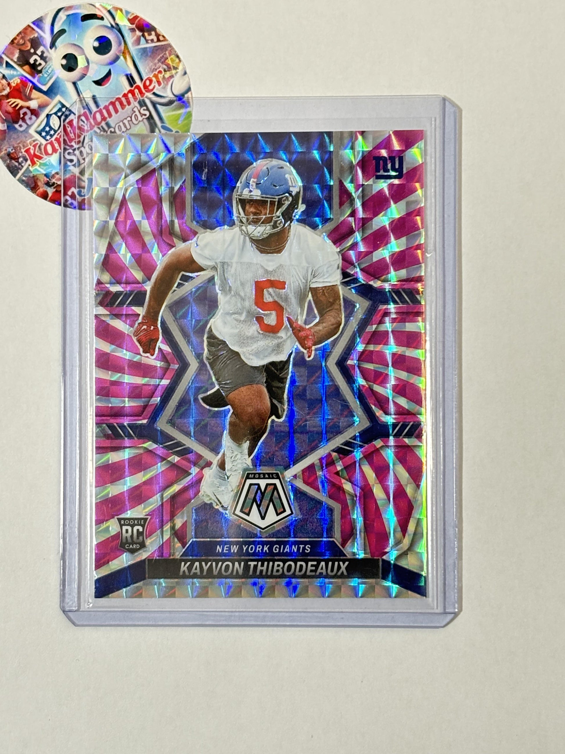 2022 Panini Mosaic #344 Kayvon Thibodeaux Mosaic Pink Swirl #/11 New York Giants SN,RC