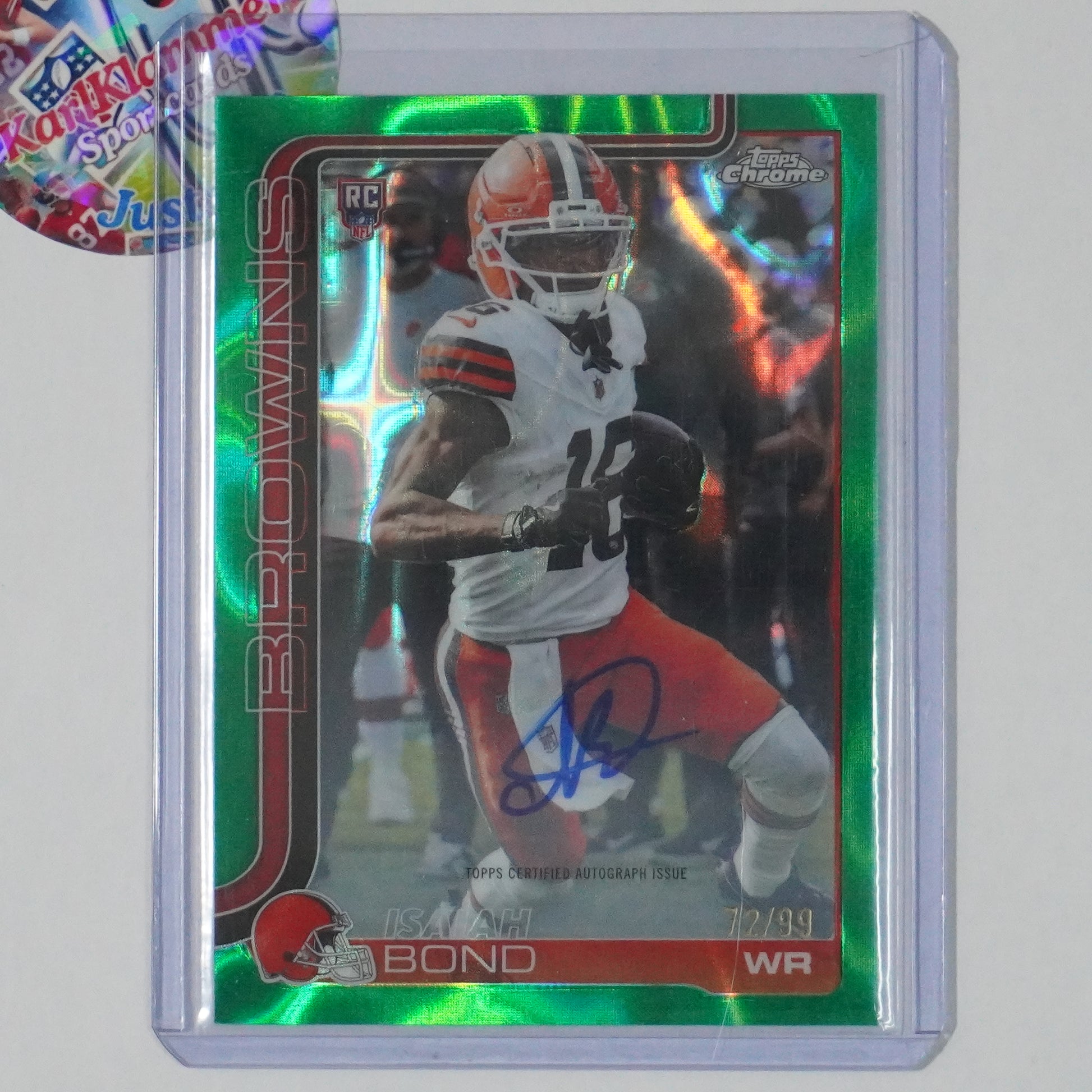 2025 Topps Chrome #RA-IBO Isaiah Bond Rookie Auto Green Lava Refractor #/99