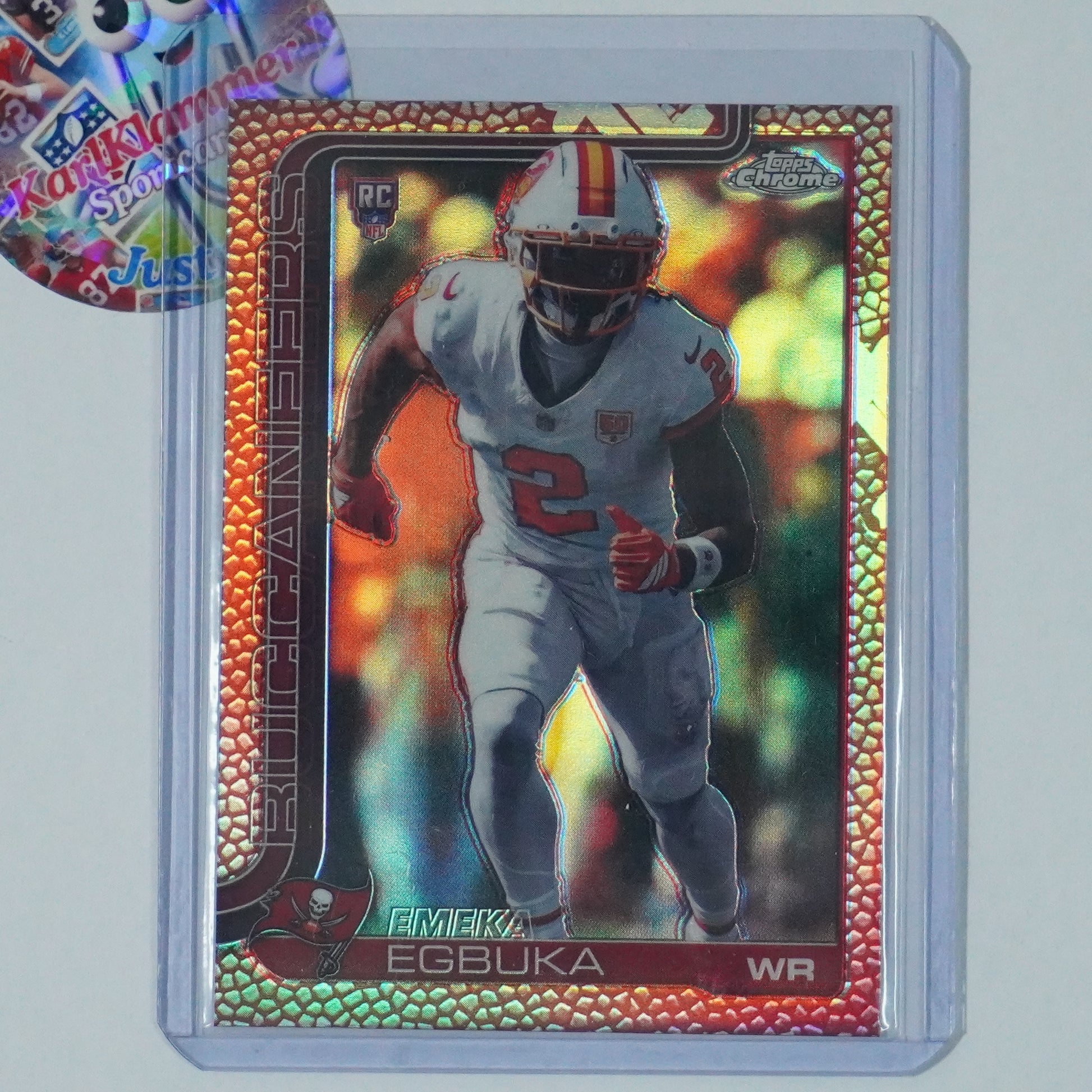 2025 Topps Chrome #312 Emeka Egbuka Football Leather Refractor Buccaneers RC