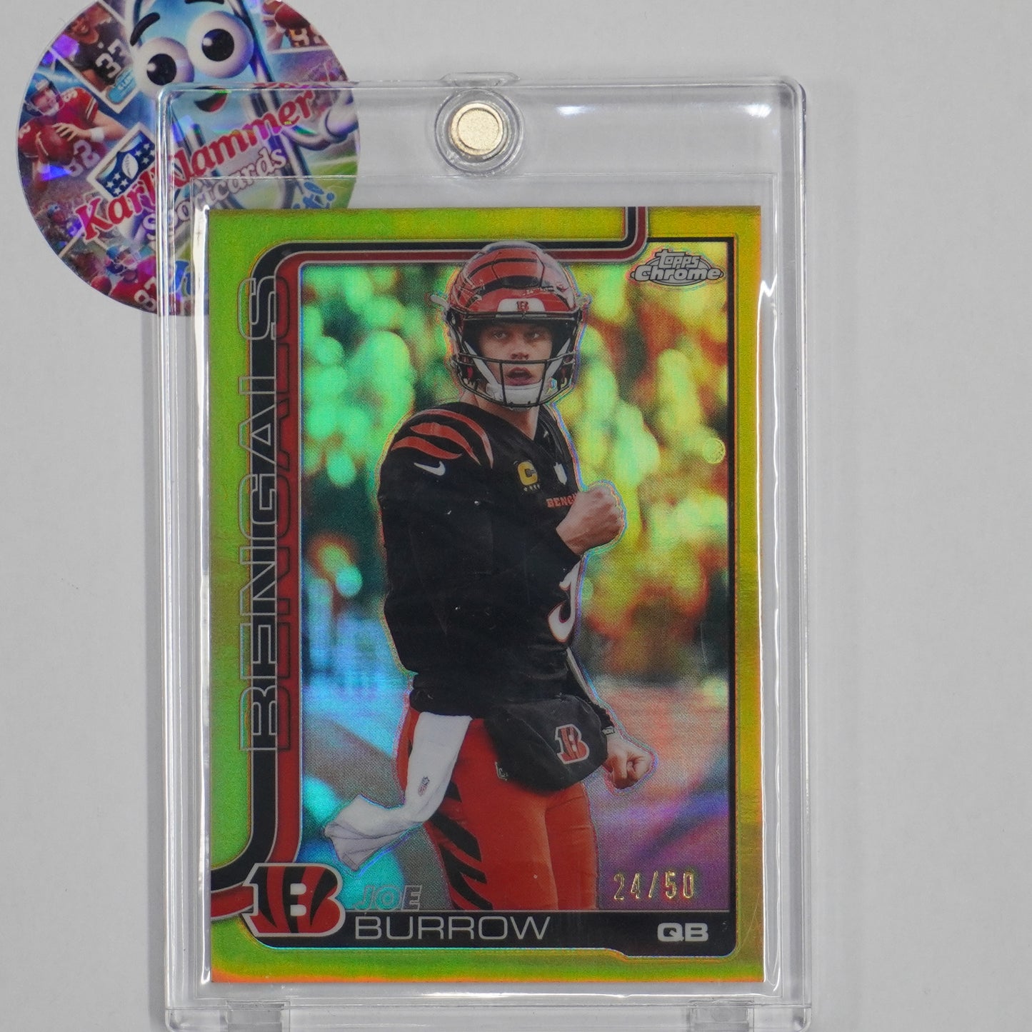 2025 Topps Chrome #61 Joe Burrow Gold Refractor #/50 Cincinnati Bengals SN