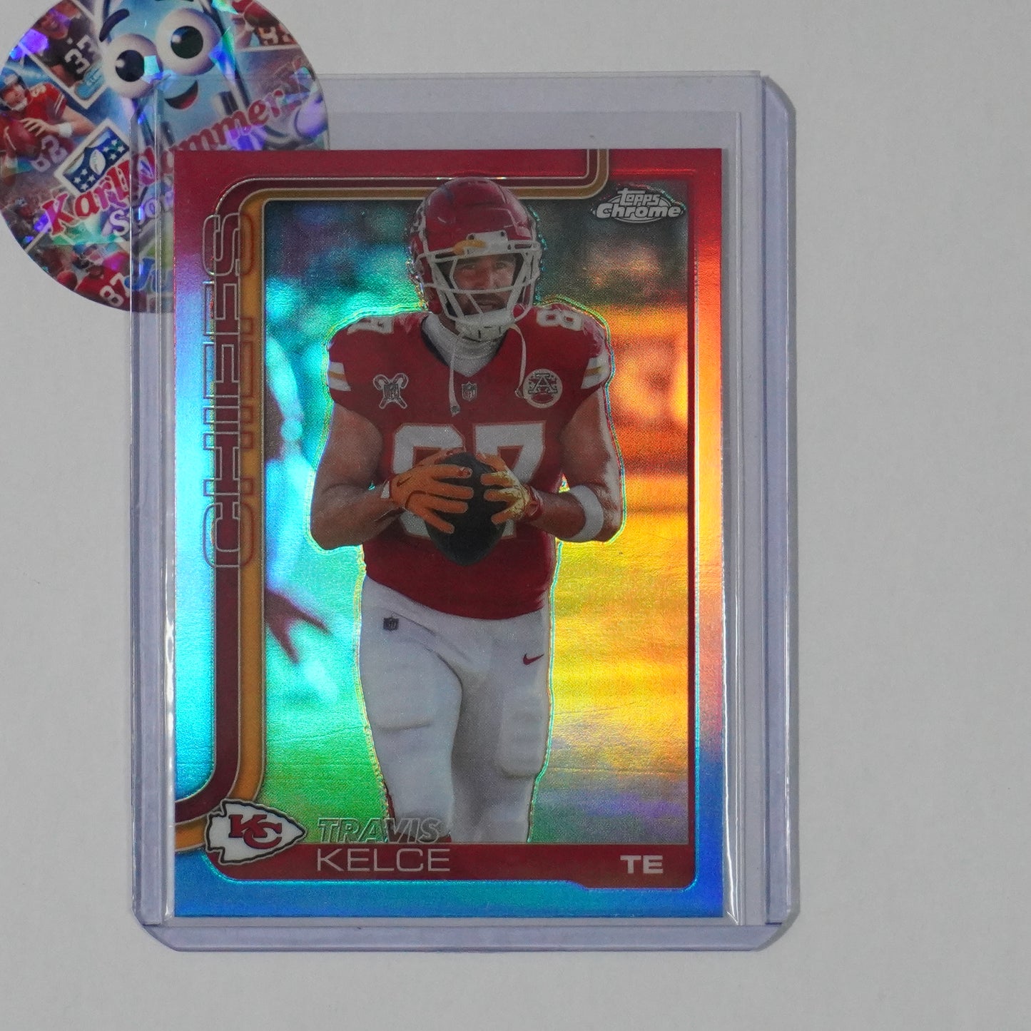 2025 Topps Chrome #150 Travis Kelce Red White and Blue Refractor