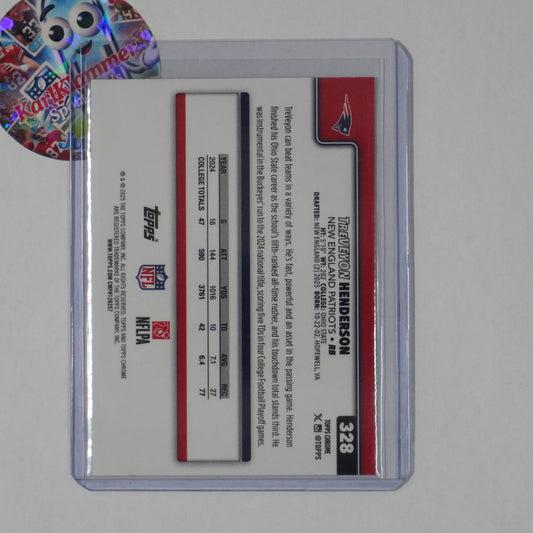 2025 Topps Chrome #328 TreVeyon Henderson Lime Green X-Fractor Patriots