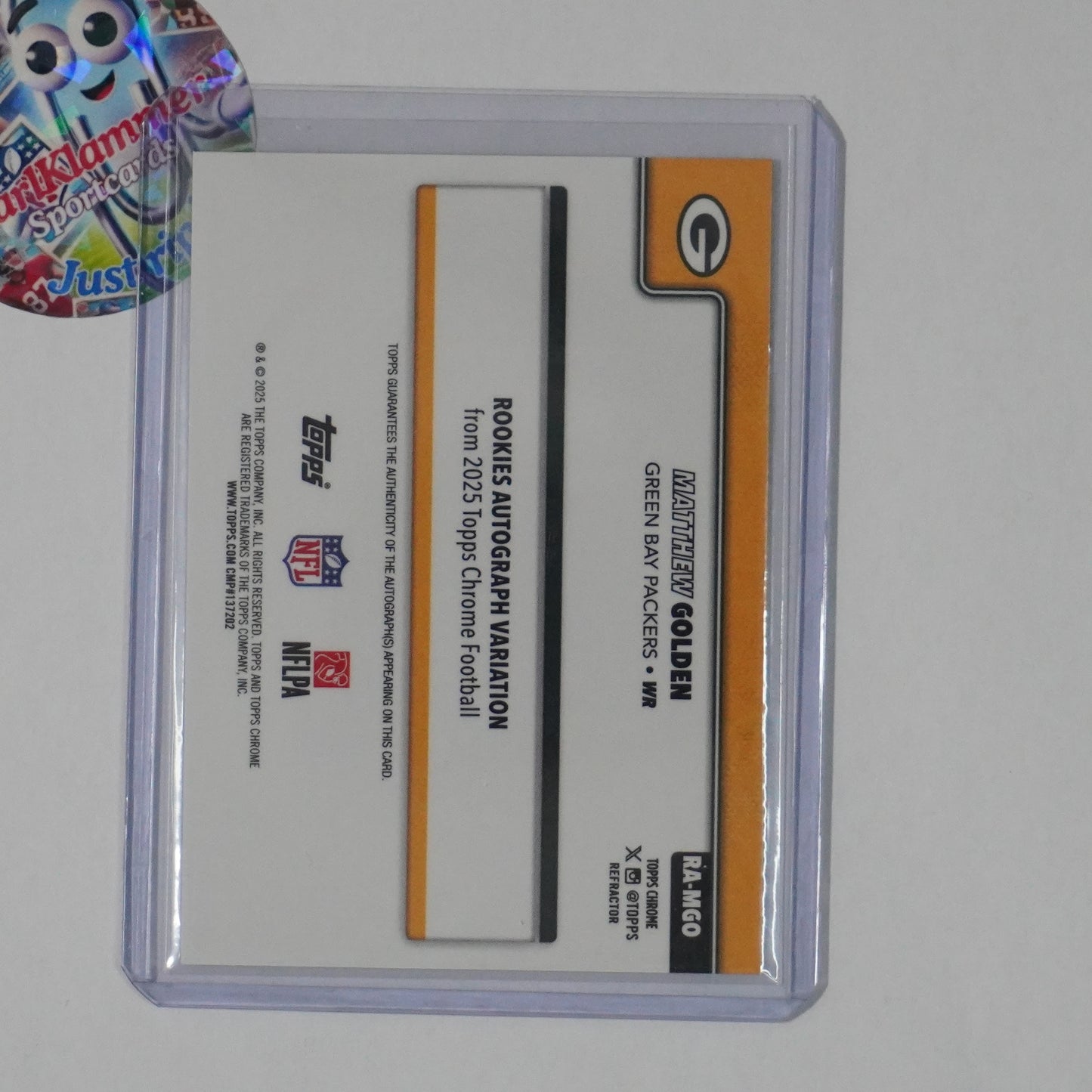 2025 Topps Chrome #RA-MGO Matthew Golden Rookie Auto Refractor #/499