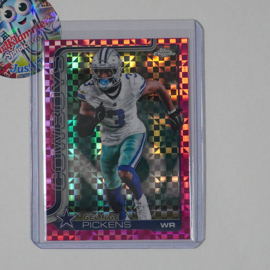 2025 Topps Chrome #80 George Pickens Hot Pink X-Fractor Dallas Cowboys