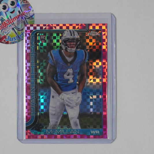 2025 Topps Chrome #326 Tetairoa McMillan Hot Pink X-Fractor Carolina Panthers RC