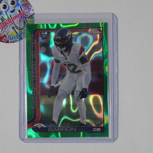 2025 Topps Chrome #359 Jahdae Barron Green Refractor Lava Denver Broncos SN,RC