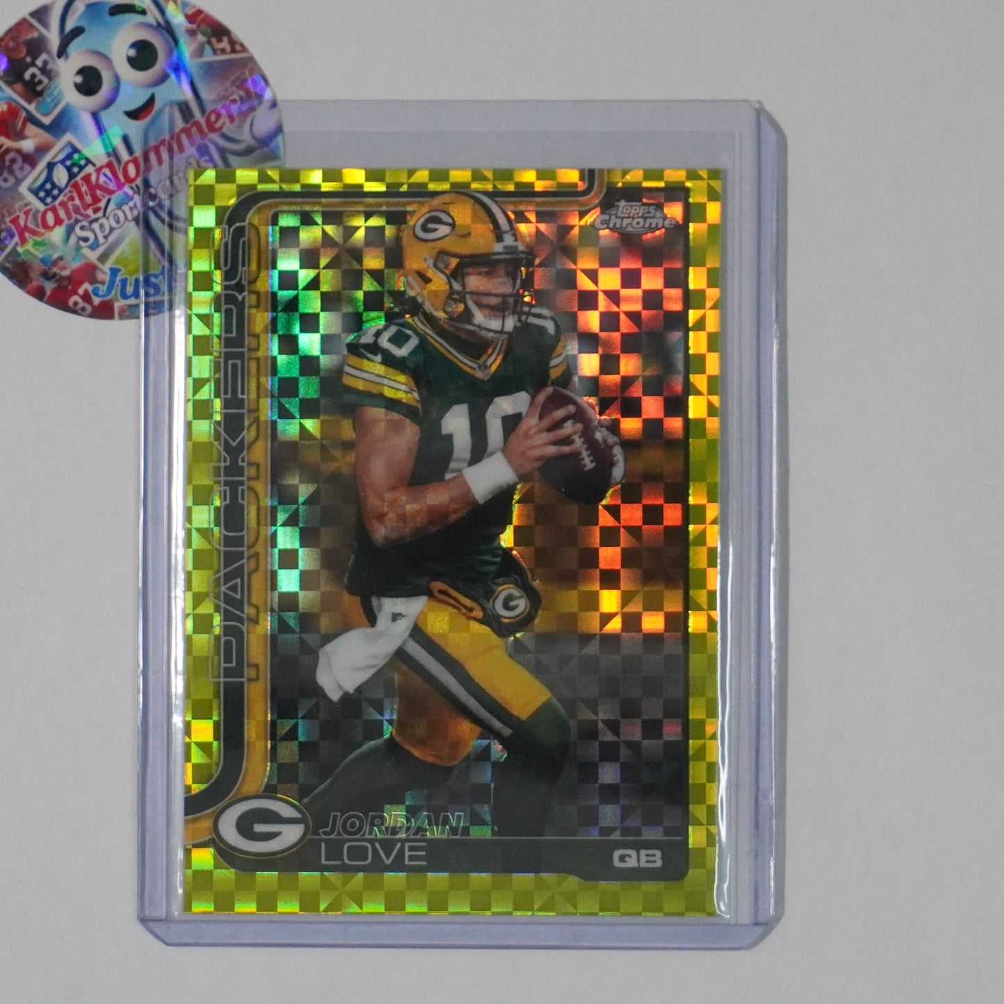 2025 Topps Chrome #109 Jordan Love Lime Green X-Fractor Green Bay Packers